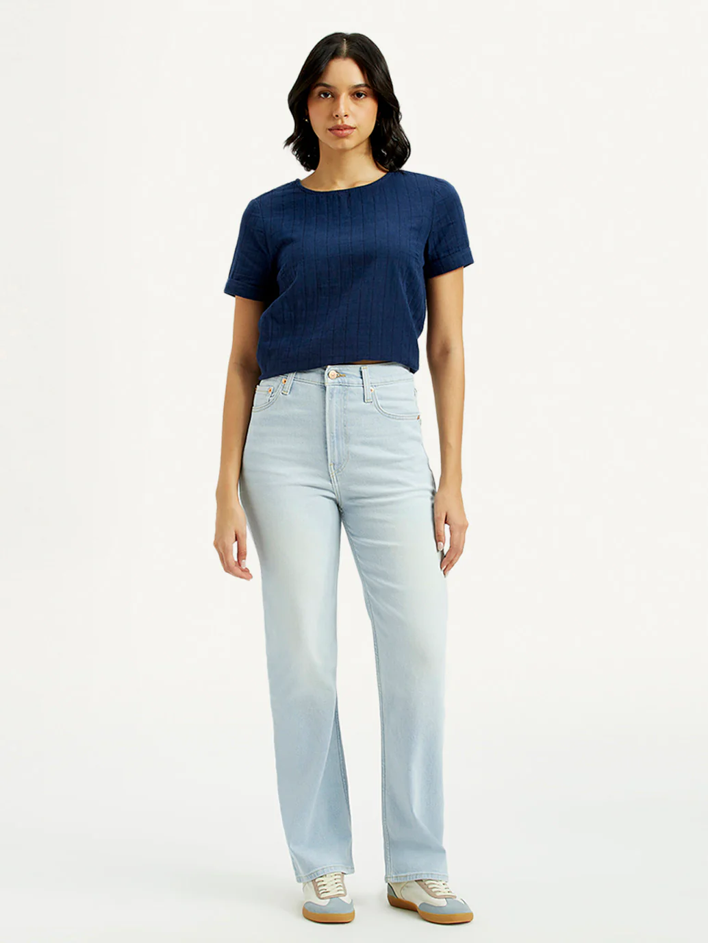Women's Light Blue Ribcage Straight Fit High Rise Jeans - Image 5