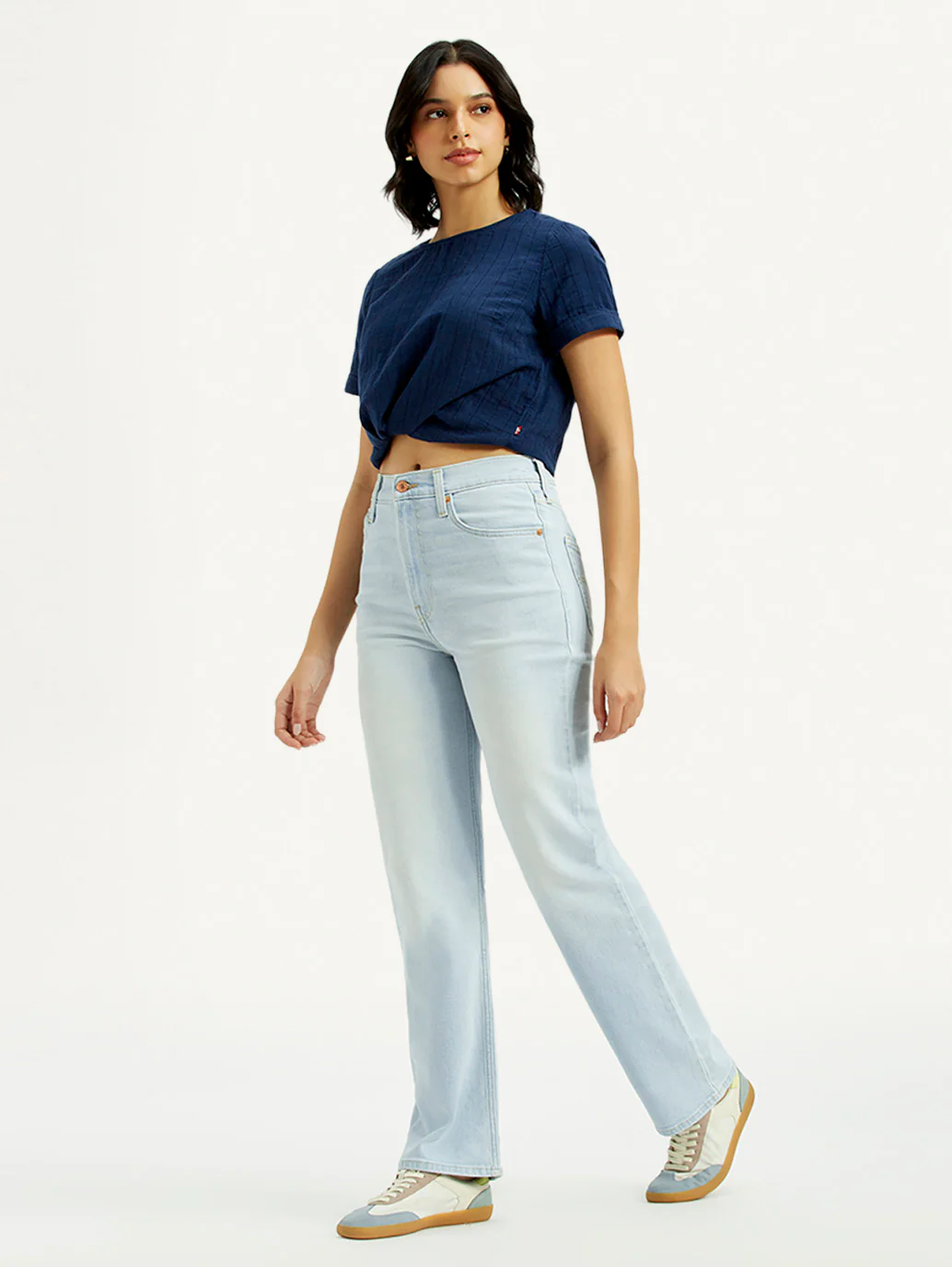 Women's Light Blue Ribcage Straight Fit High Rise Jeans - Image 6