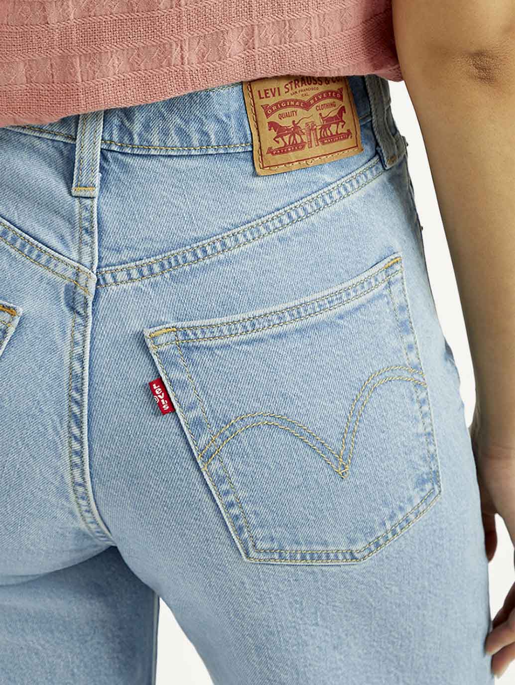 Women's Light Indigo Ribcage Wide Leg Fit High Rise Jeans - Image 5