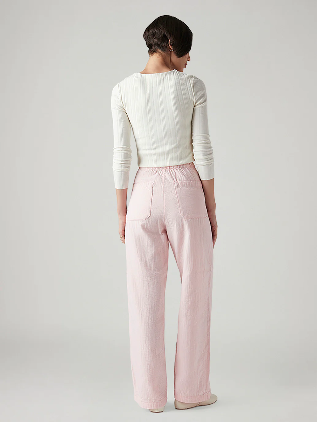 Women's Light Pink Loose Fit High Rise Cargos - Image 4