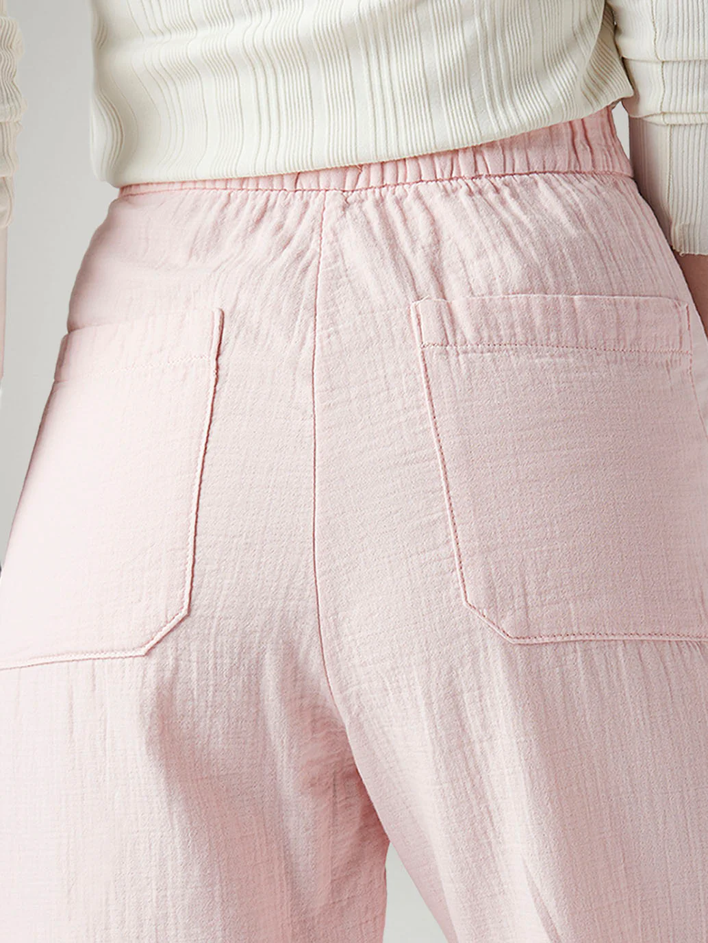 Women's Light Pink Loose Fit High Rise Cargos - Image 5