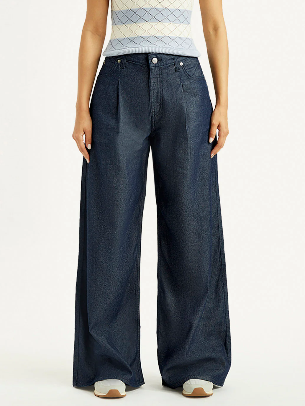 Women's Dark Indigo Baggy Fit High Rise Jeans - Image 4