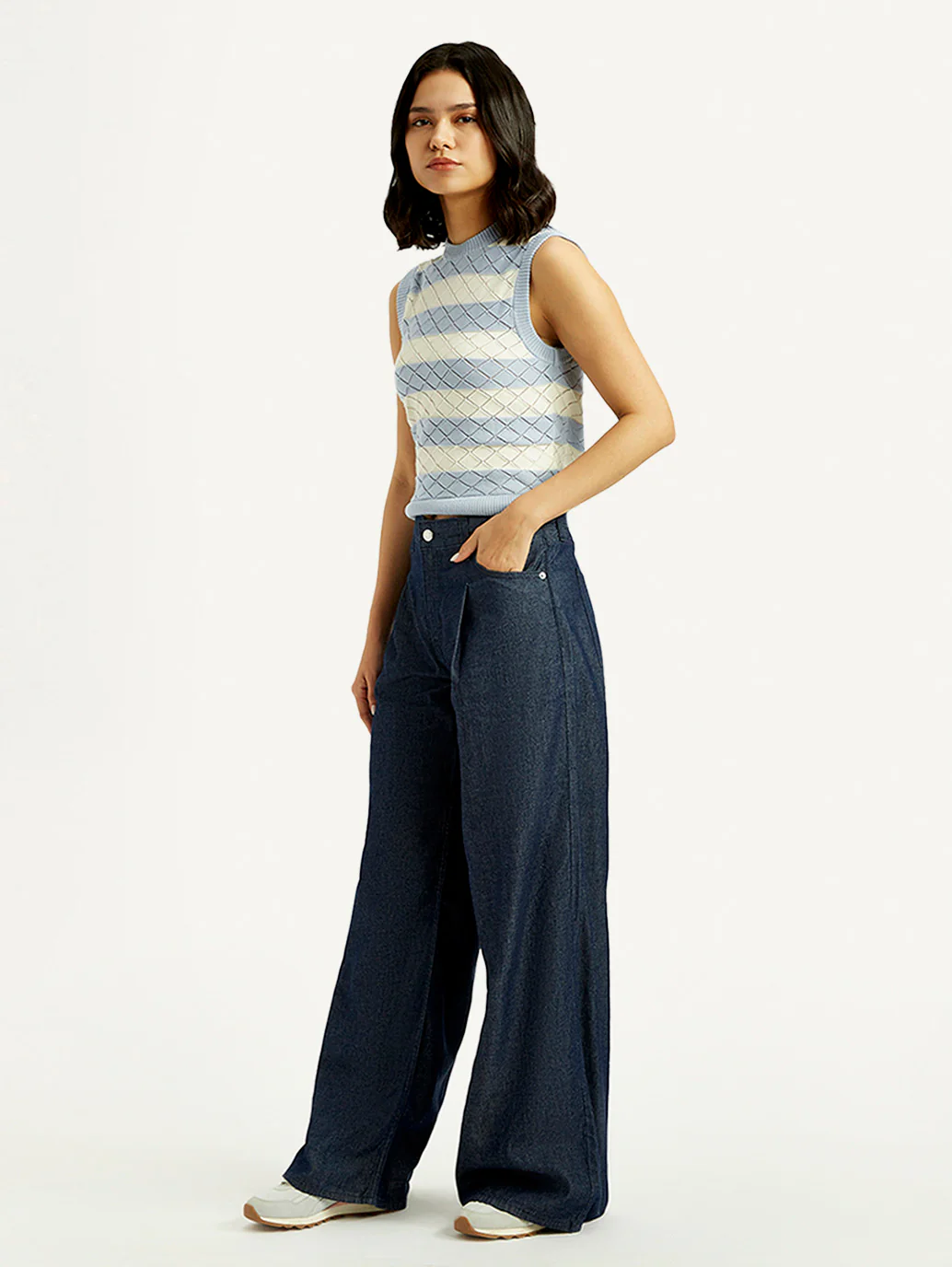 Women's Dark Indigo Baggy Fit High Rise Jeans - Image 6