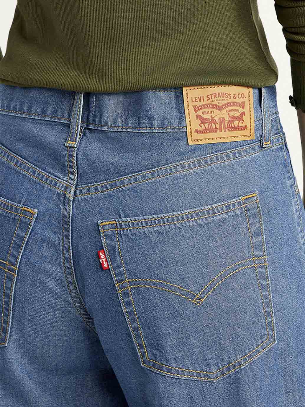 Women's Mid Indigo Baggy Fit High Rise Jeans - Image 4