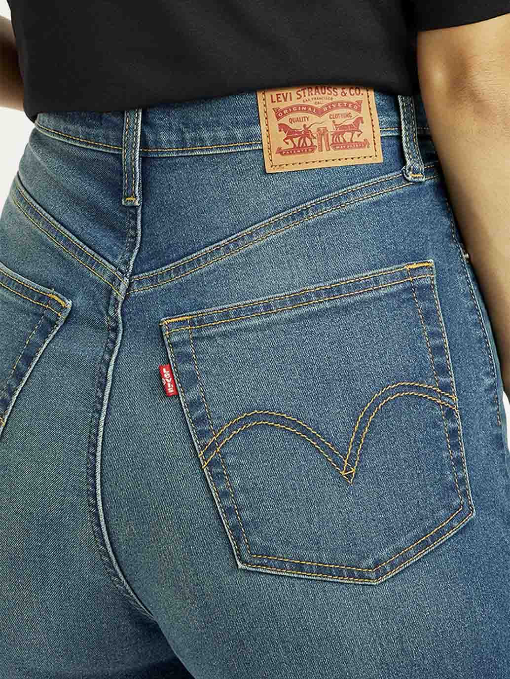 Women's Tinted Med Indigo Loose Fit High Rise Jeans - Image 6