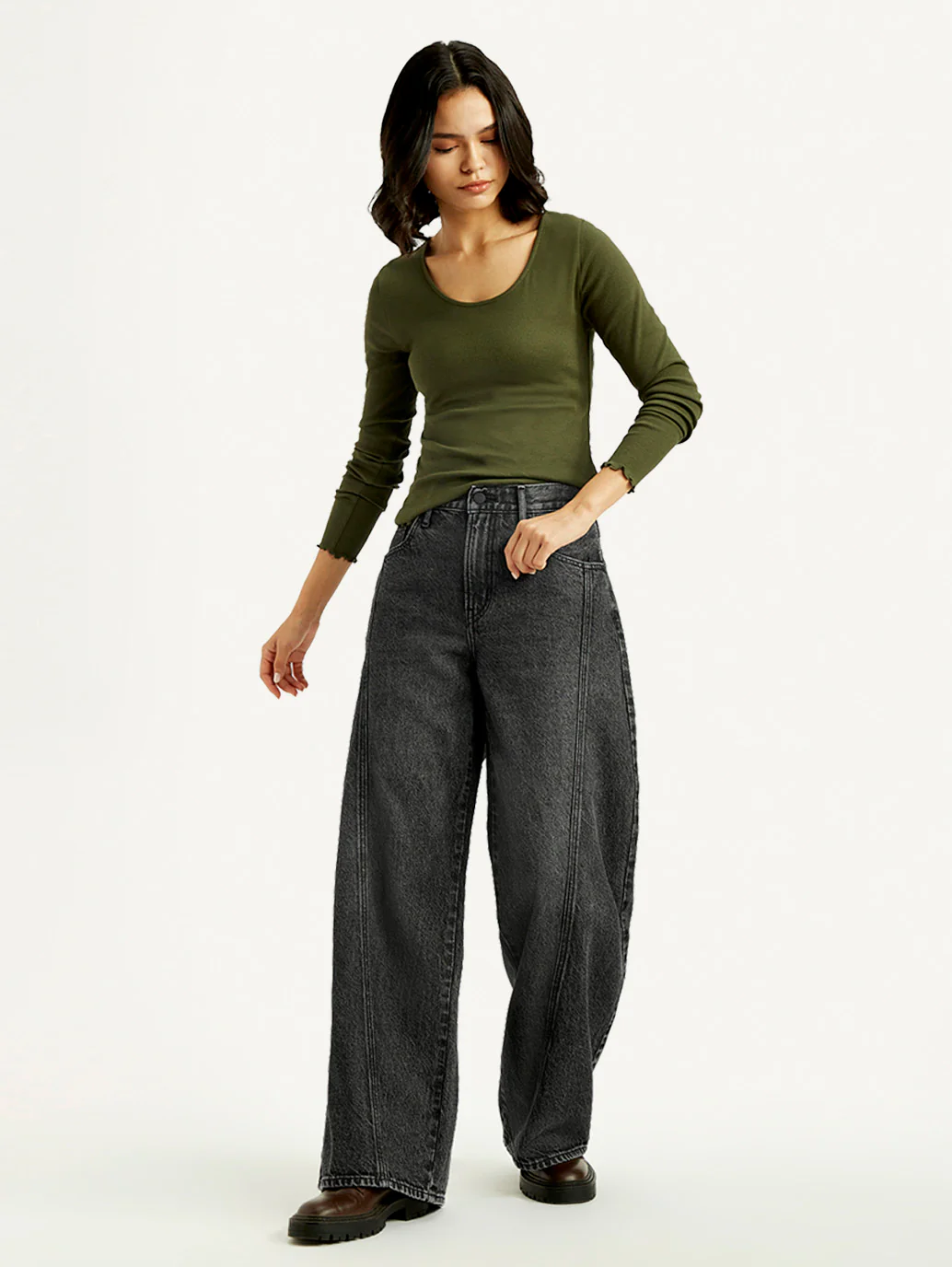 Women's Black XL Straight Loose Fit Mid Rise Jeans - Image 7
