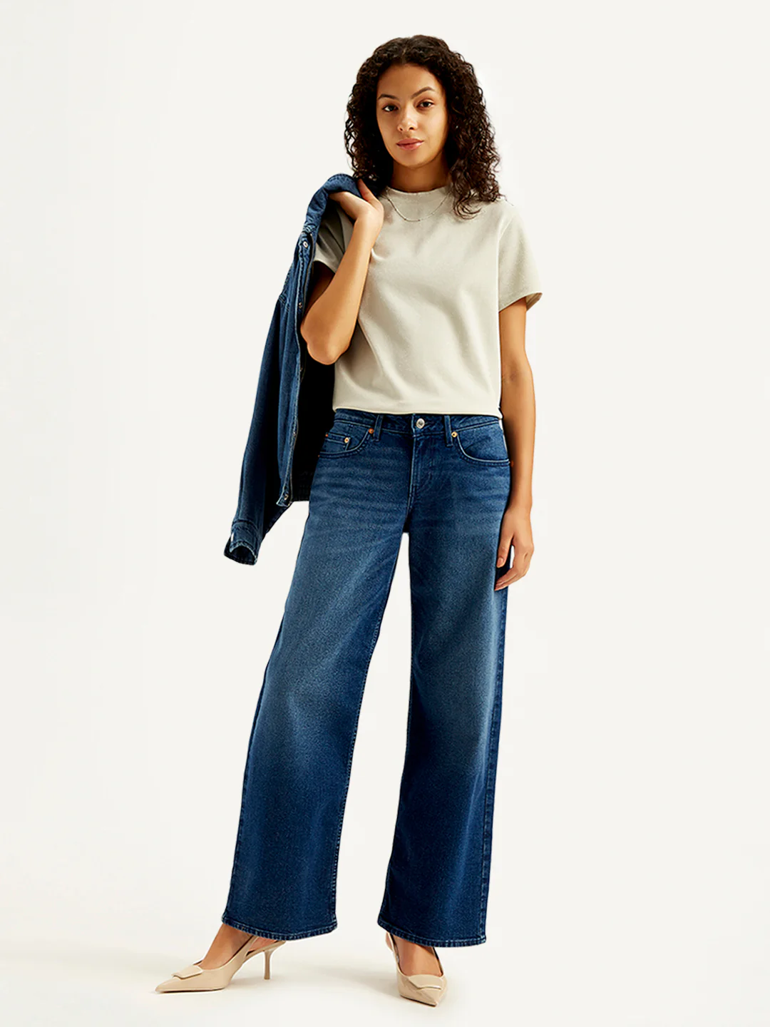 Women's Blue Loose Fit Low Rise Jeans - Image 5