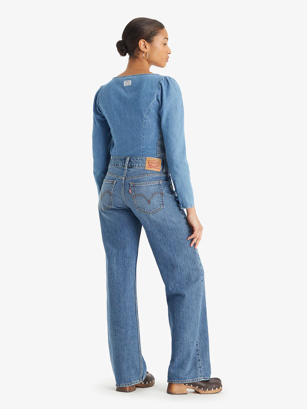 Women's Blue Loose Fit Low Rise Jeans - Image 2