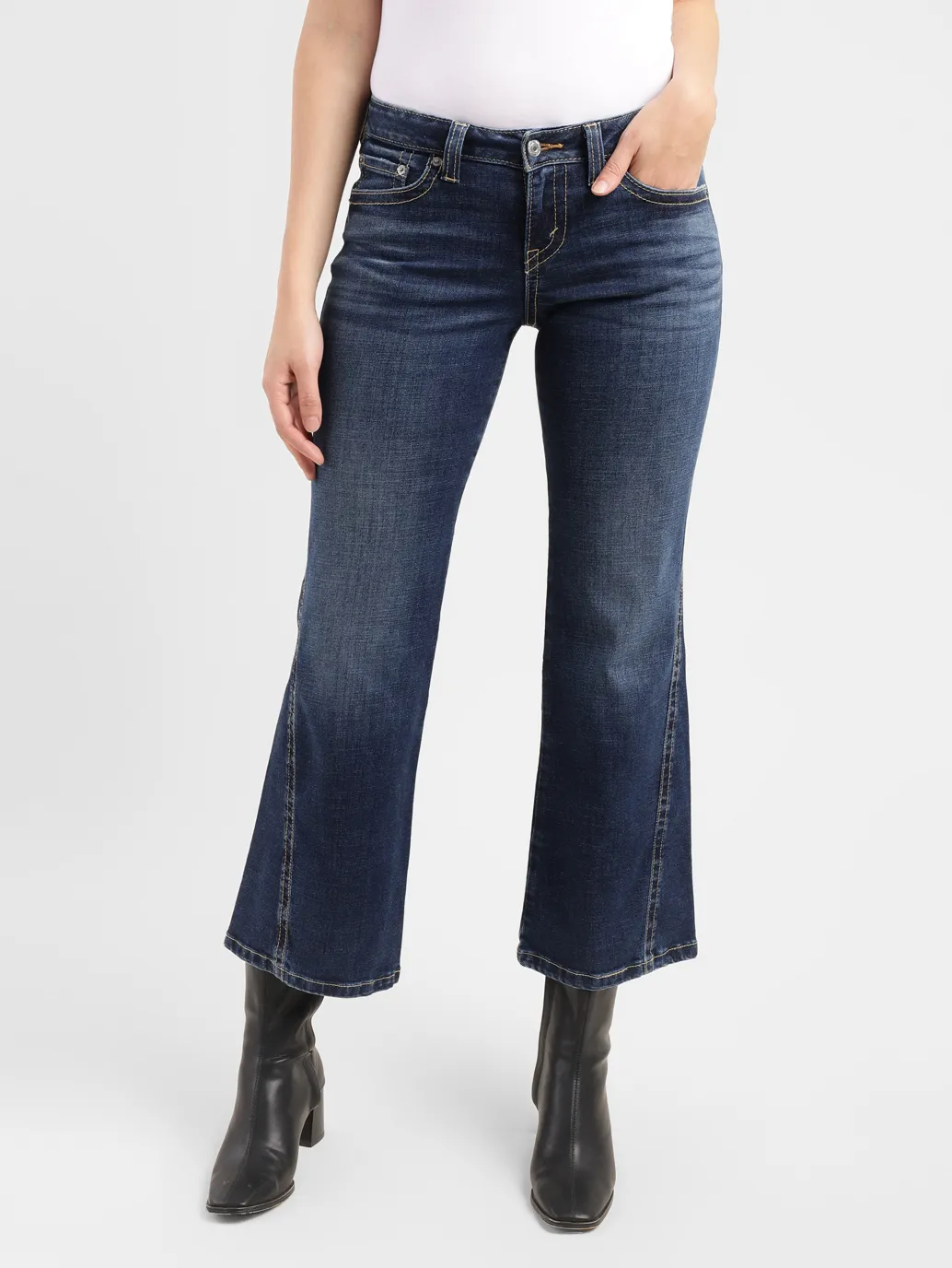 Women's Blue Bootcut Fit Low Rise Jeans - Image 2