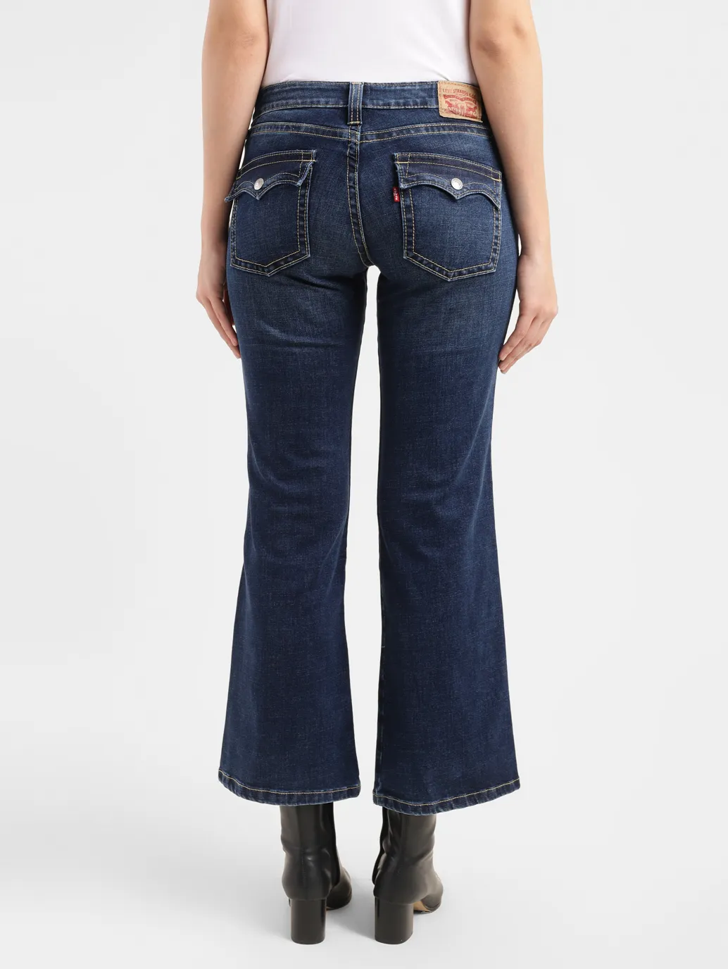 Women's Blue Bootcut Fit Low Rise Jeans - Image 3