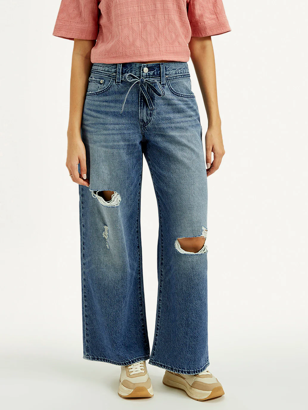 Women's Med Indigo XL Straight Fit Mid Rise Jeans - Image 3