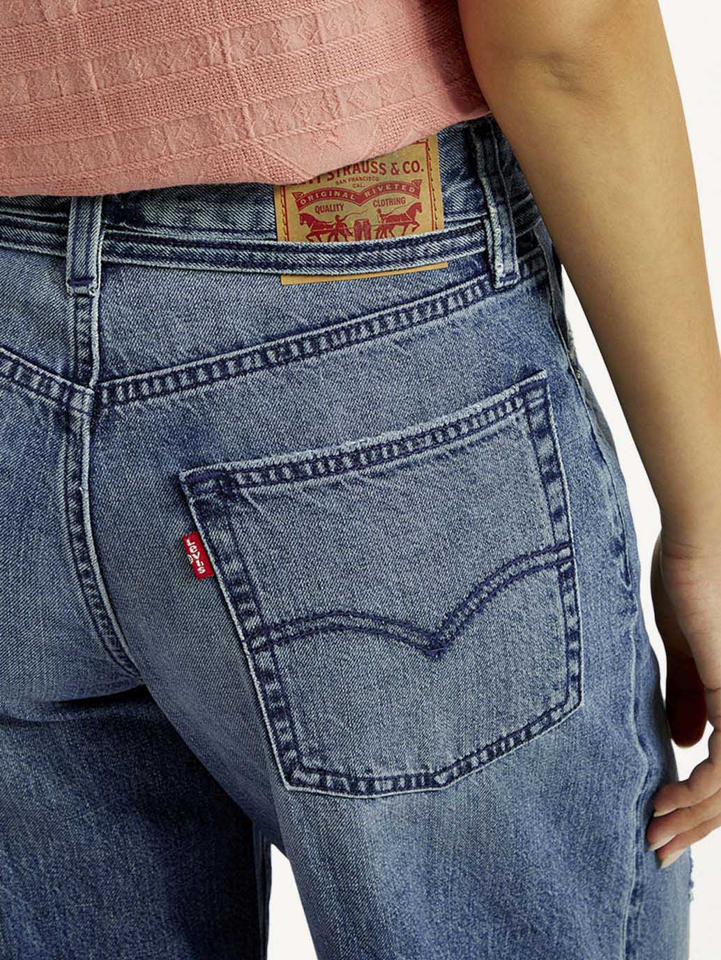 Women's Med Indigo XL Straight Fit Mid Rise Jeans - Image 5