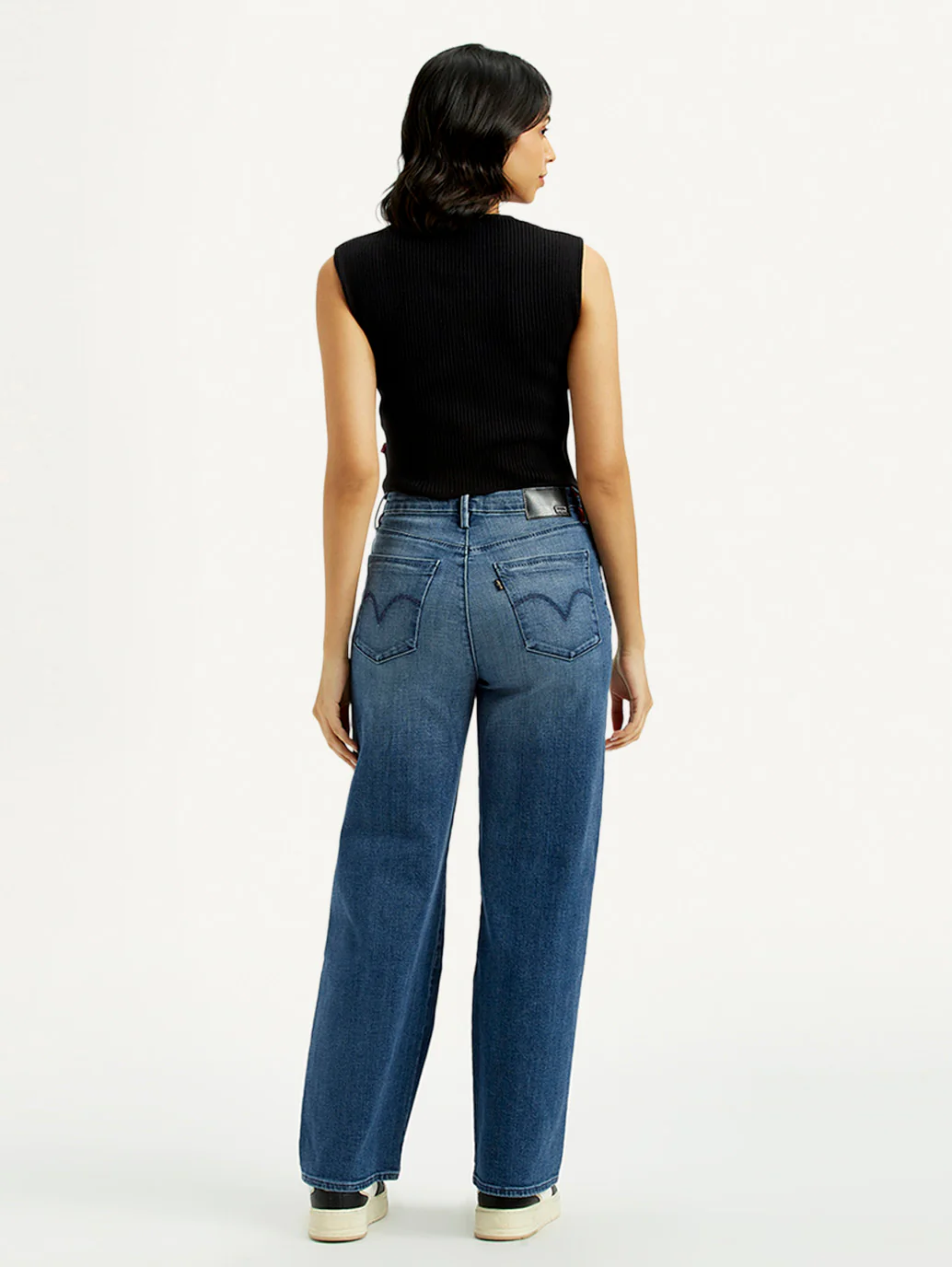 Women's Redloop Med Indigo Mile High Wide Leg Fit High Rise Jeans - Image 3