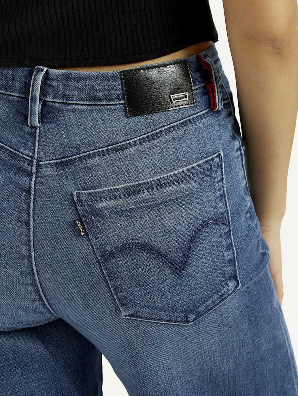 Women's Redloop Med Indigo Mile High Wide Leg Fit High Rise Jeans - Image 6