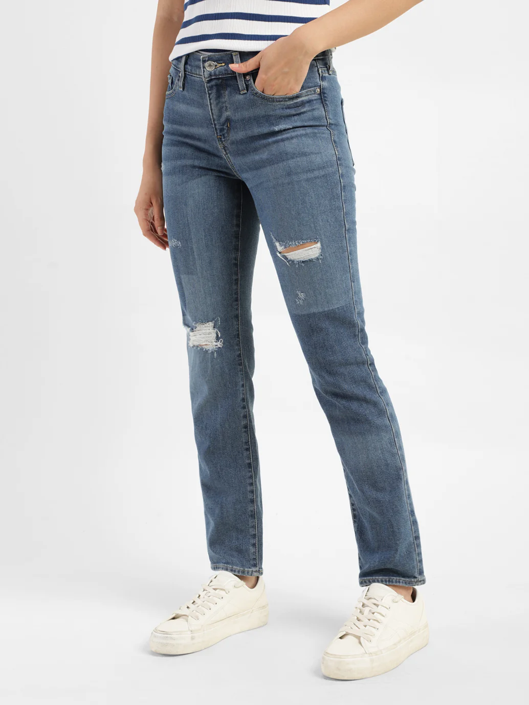 Women's 312 Blue Straight Fit Mid Rise Jeans - Image 3