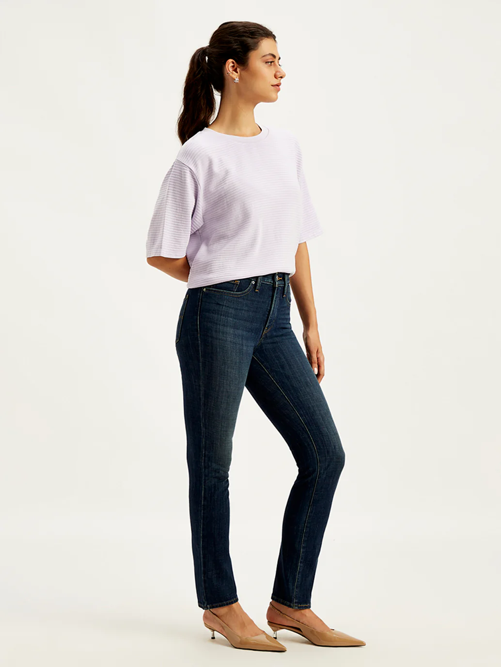 Women's 312 Blue Straight Fit Mid Rise Jeans