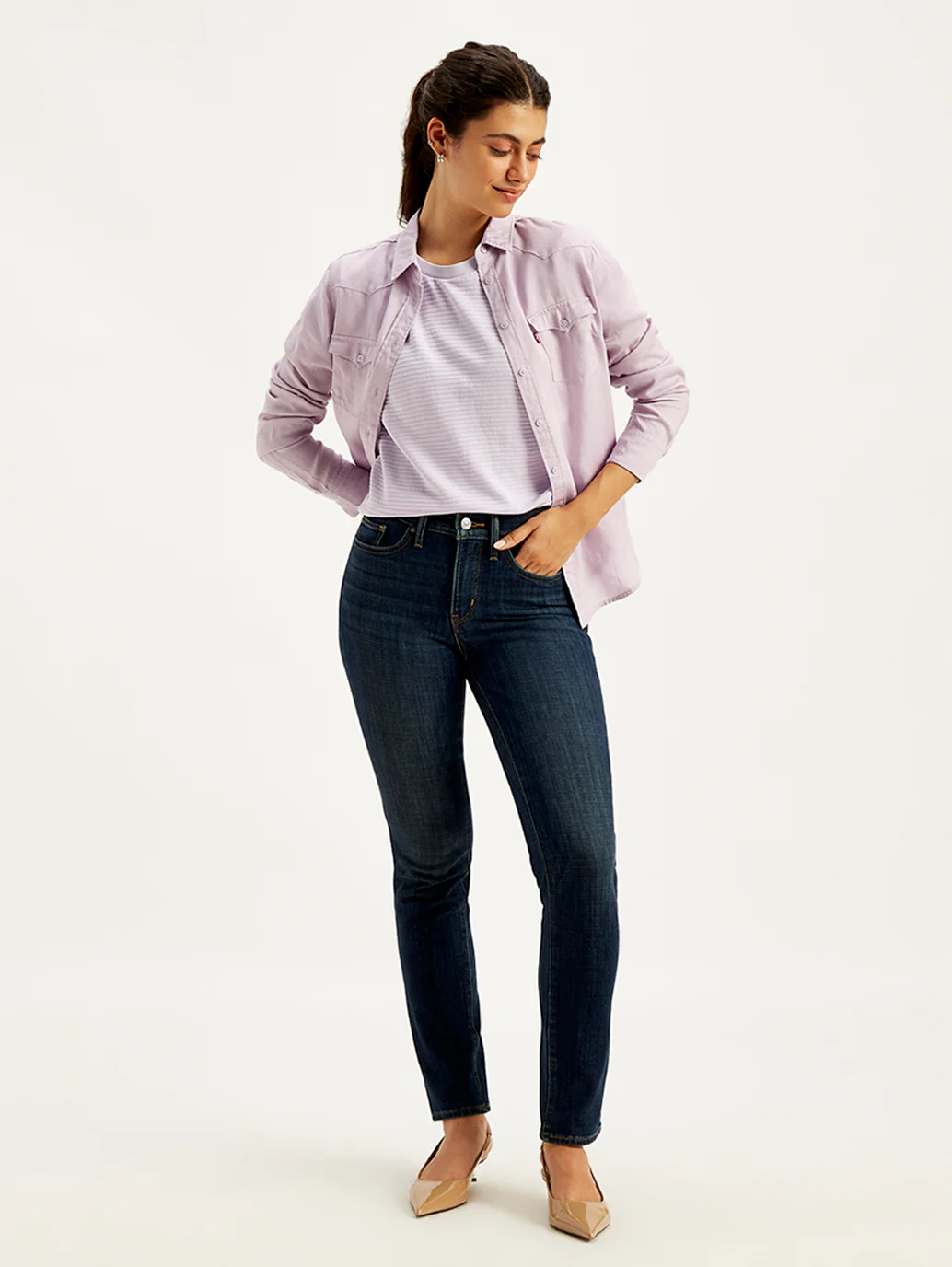 Women's 312 Blue Straight Fit Mid Rise Jeans - Image 2