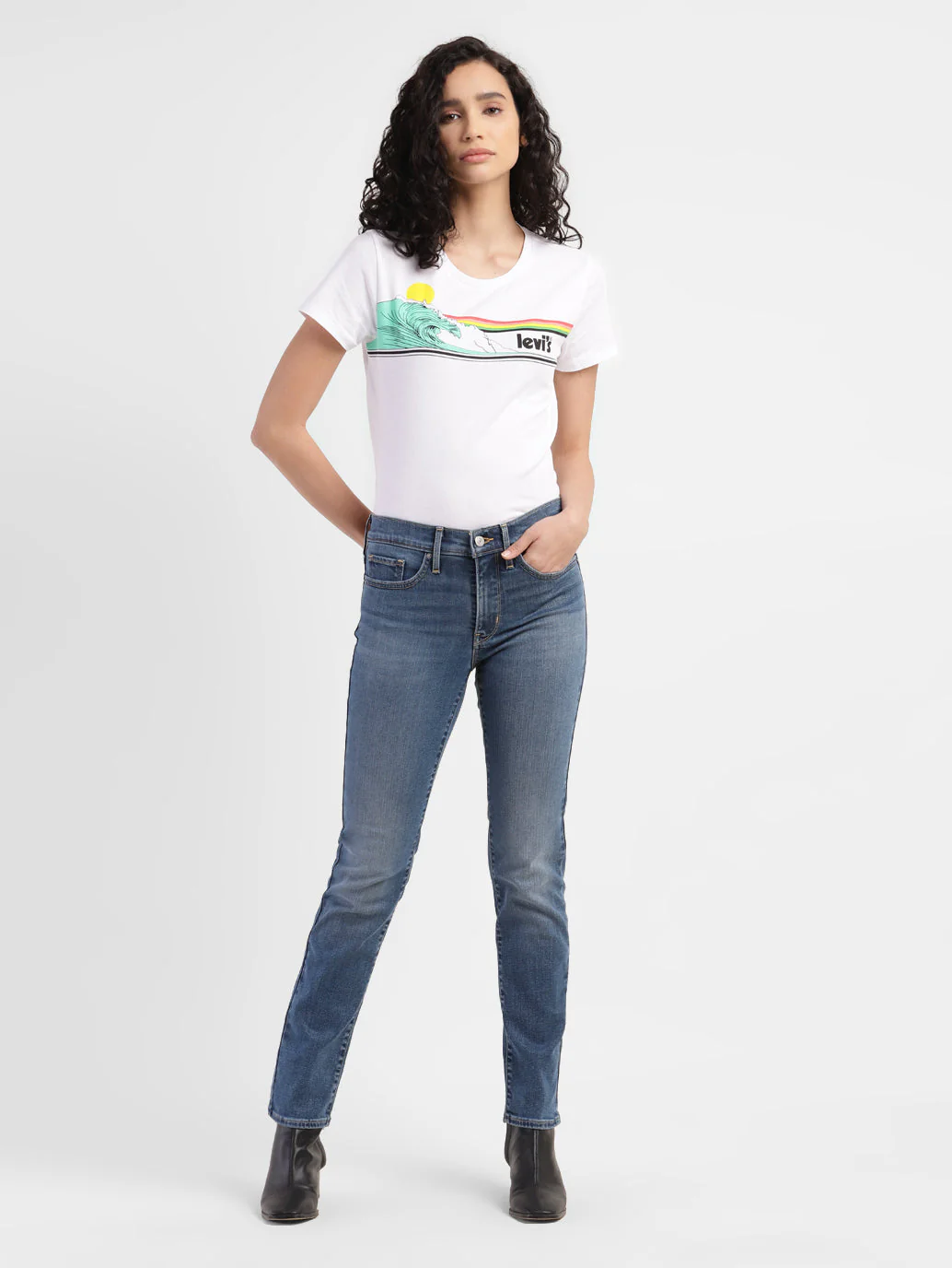 Women's 312 Blue Straight Fit Mid Rise Jeans