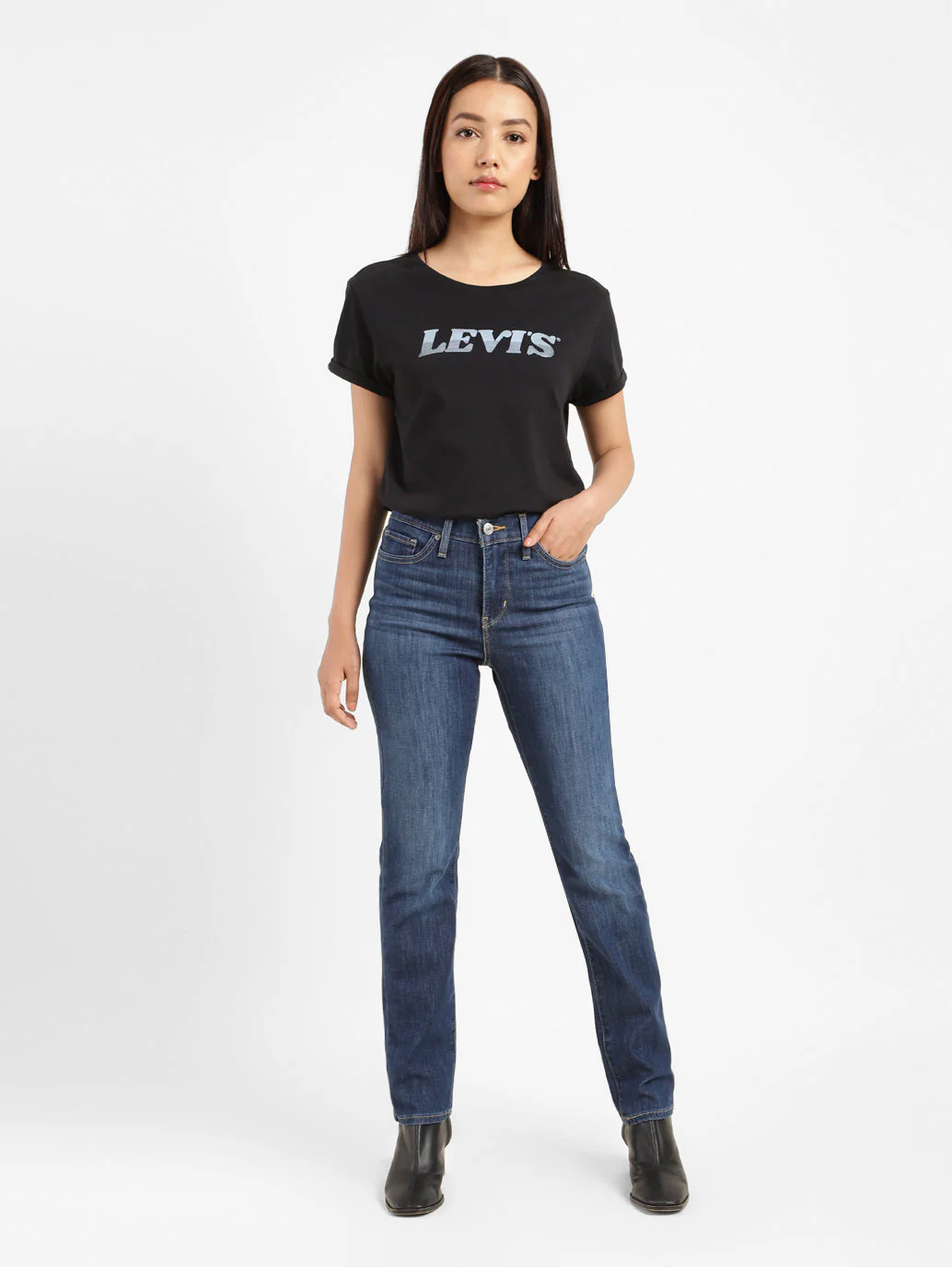 Women's 312 Blue Straight Fit Mid Rise Jeans - Image 8
