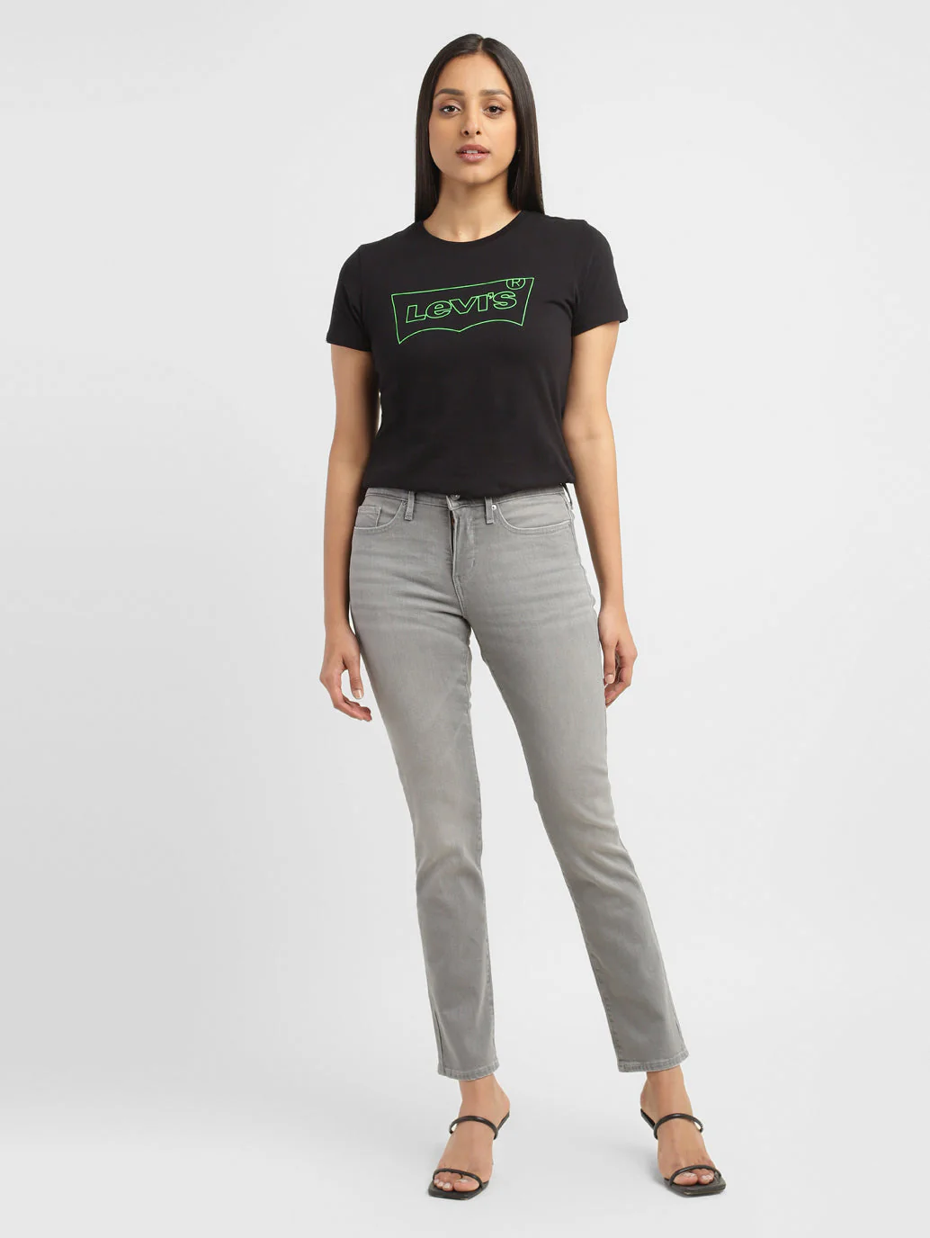 Women's 312 Grey Straight Fit Mid Rise Jeans - Image 5