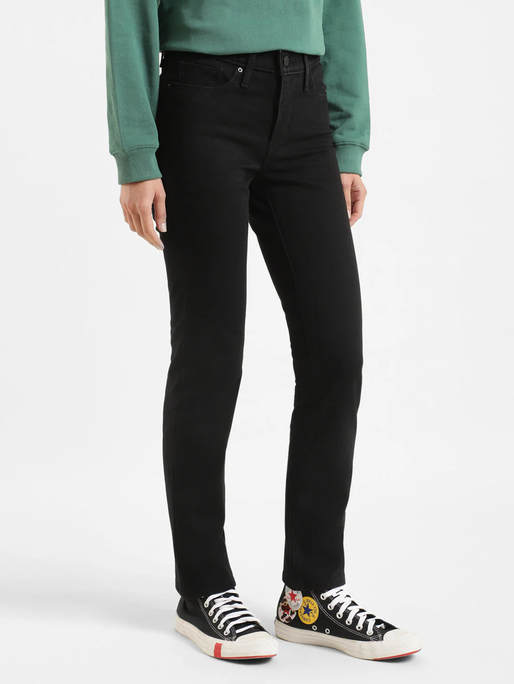 Women's 312 Black Straight Fit Mid Rise Jeans - Image 4
