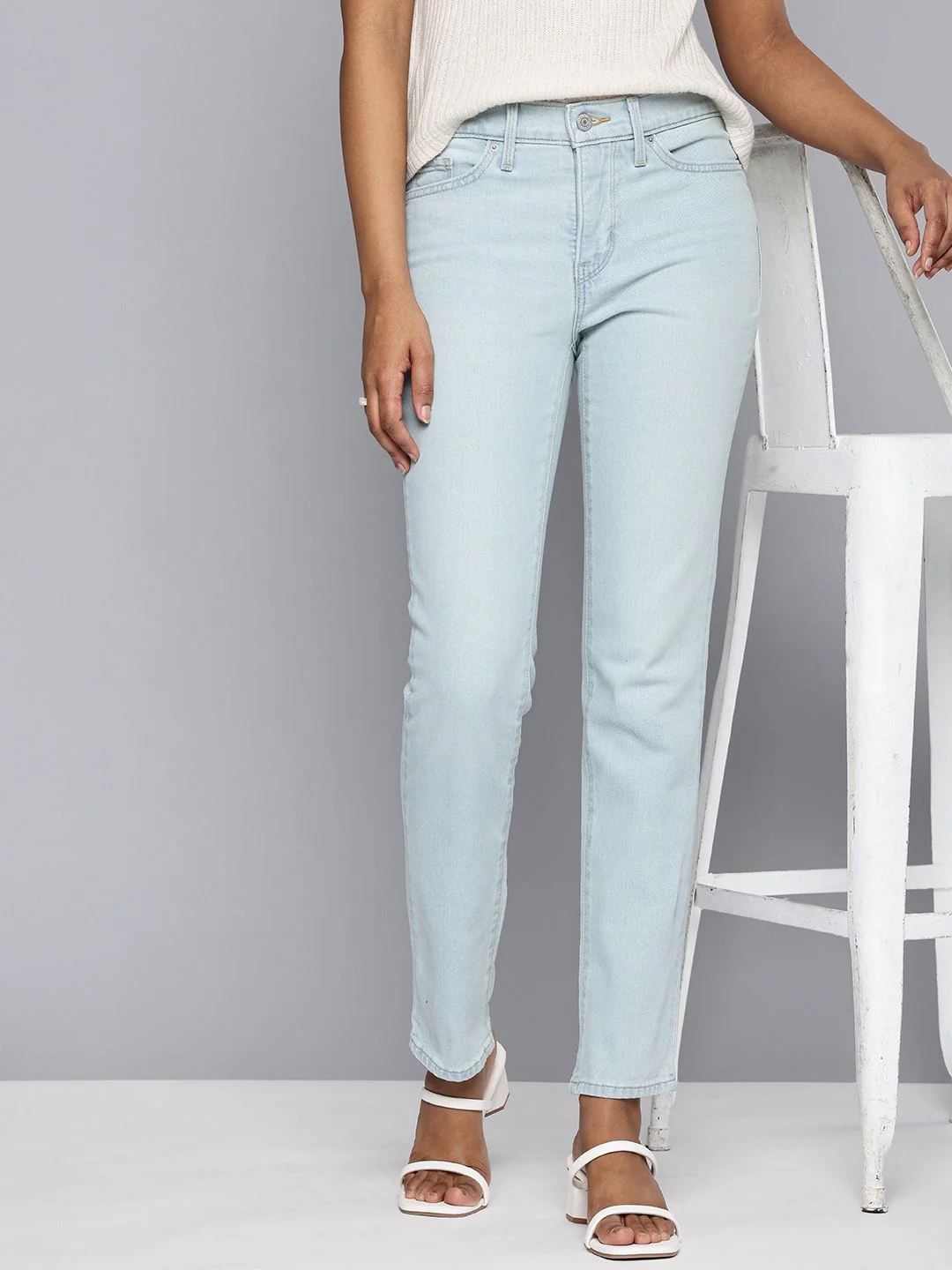 Women's 312 Blue Straight Fit Mid Rise Jeans - Image 5