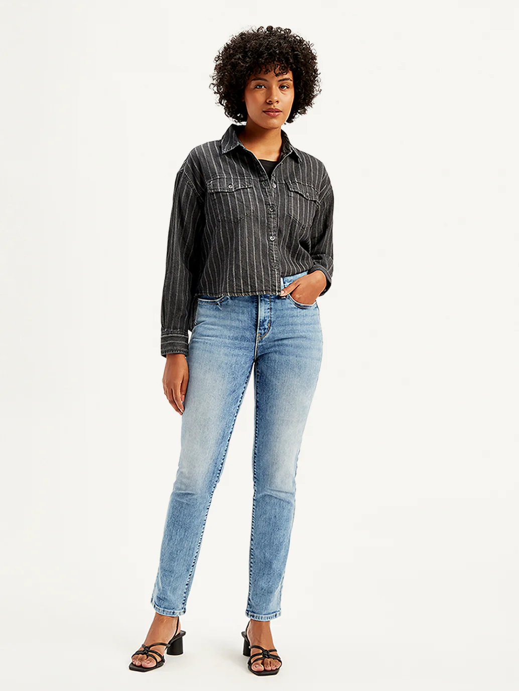 Women's 312 Blue Straight Fit Mid Rise Jeans