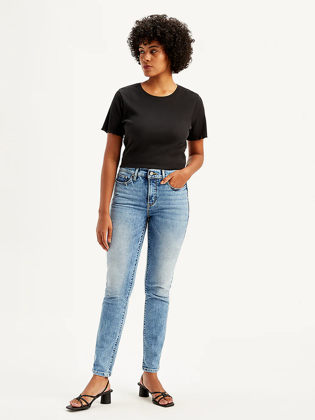 Women's 312 Blue Straight Fit Mid Rise Jeans - Image 5