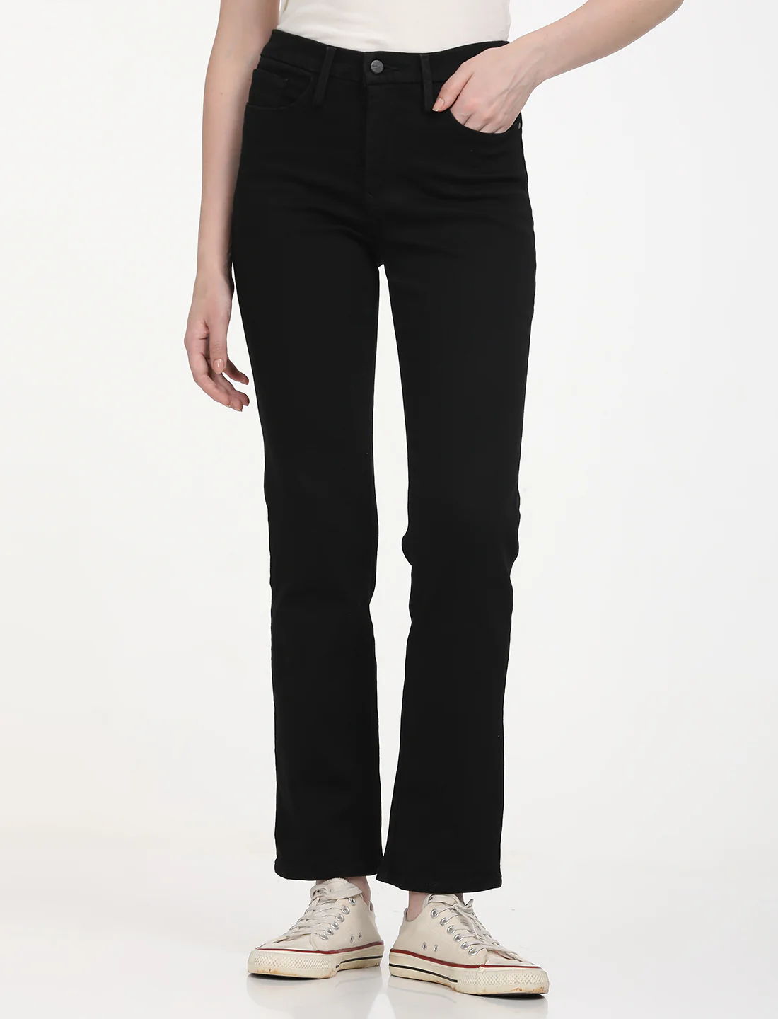 Women's Redloop 314 Black Straight Fit Mid Rise Jeans