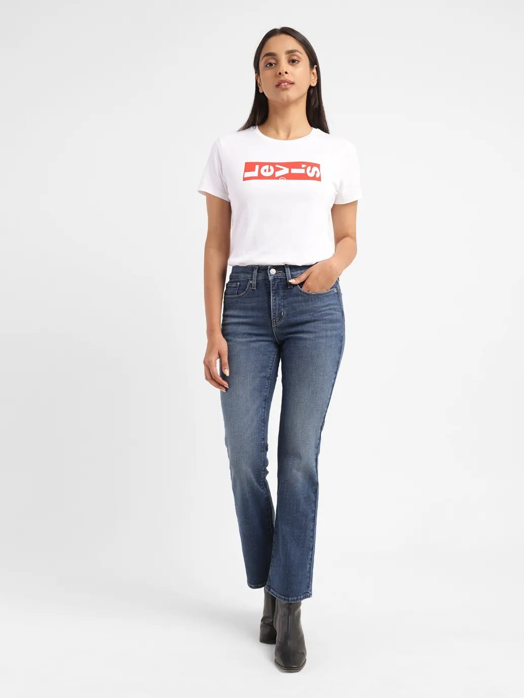 Women's 315 Blue Flared Fit High Rise Jeans - Image 7