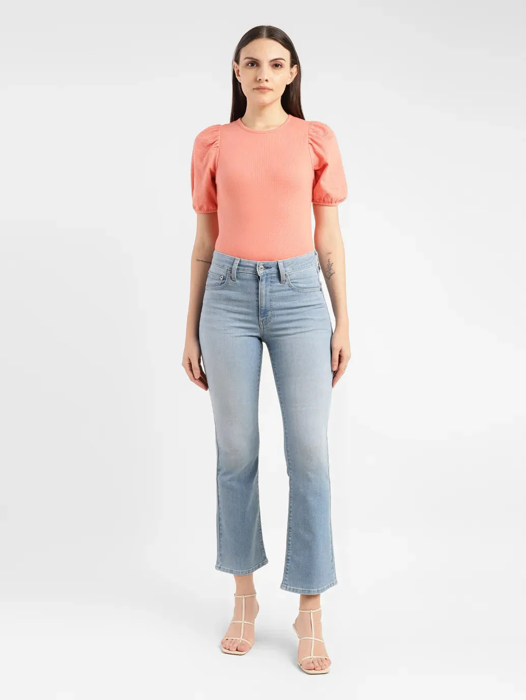 Women's 315 Blue Flared Fit High Rise Jeans