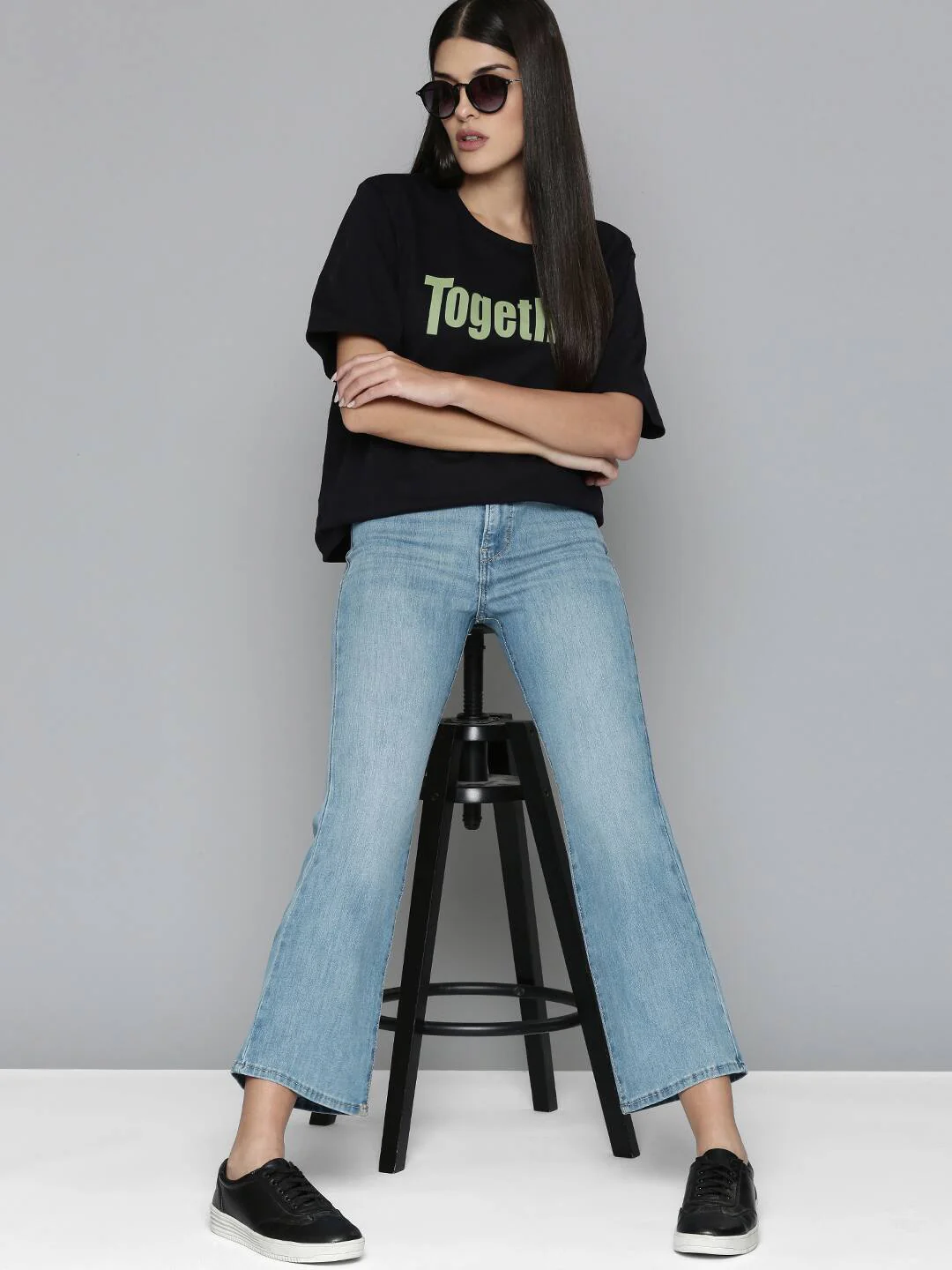 Women's 315 Blue Flared Fit High Rise Jeans - Image 10