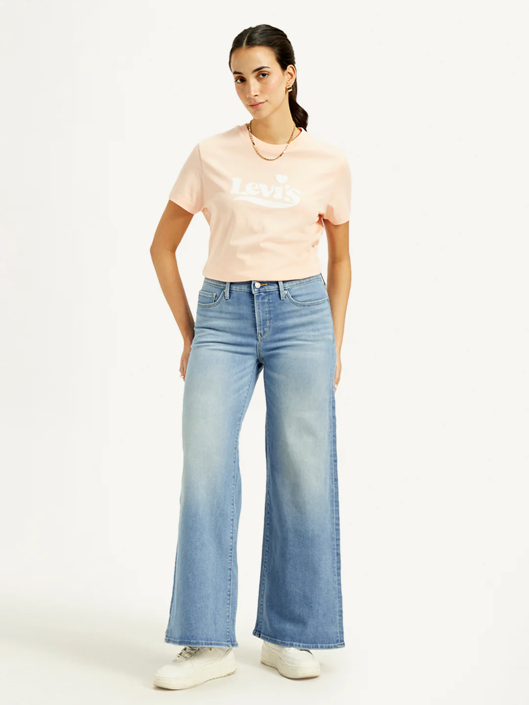 Women's 318 Blue Shaping Wide Leg Fit Mid Rise Jeans