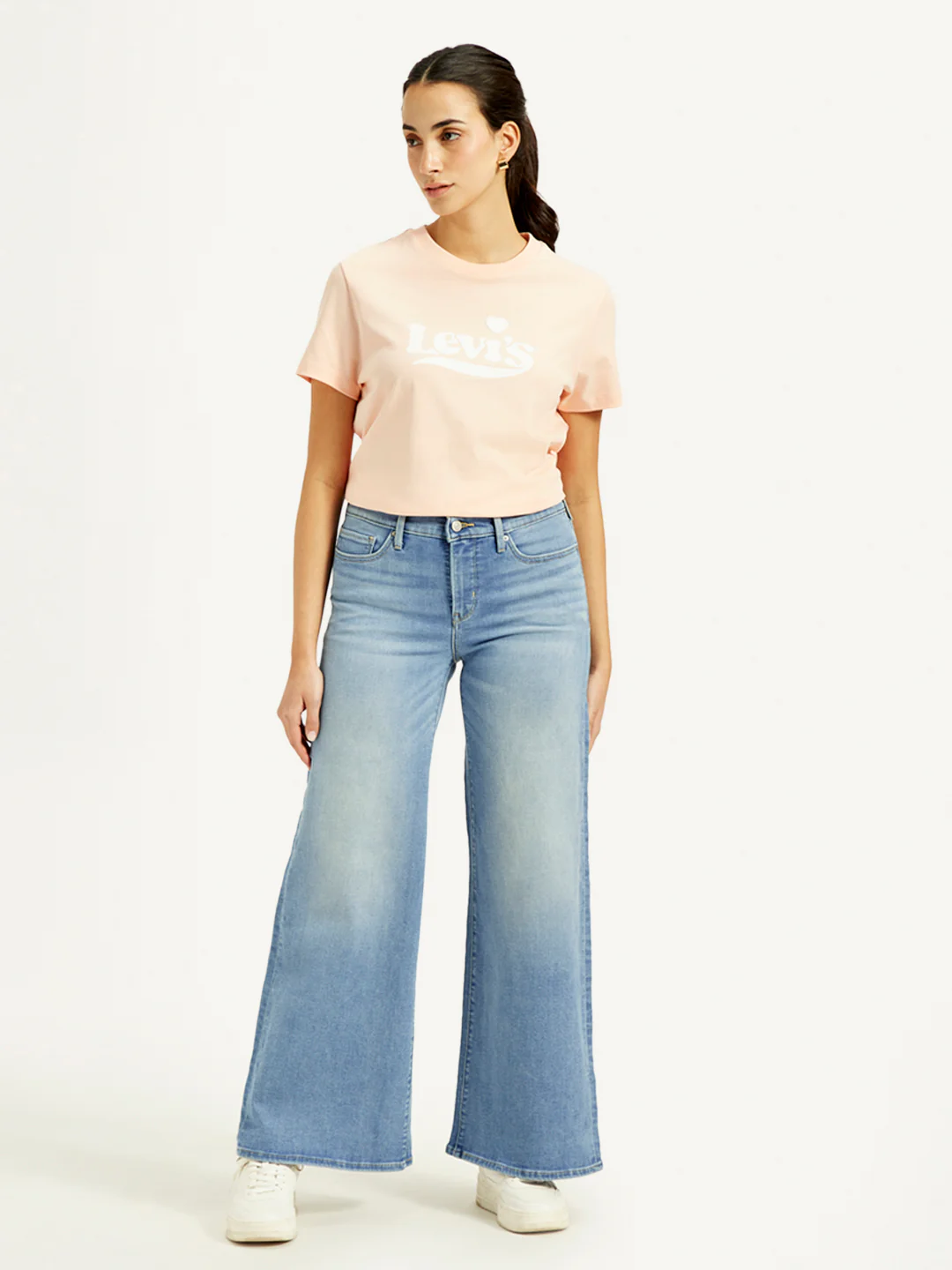 Women's 318 Blue Shaping Wide Leg Fit Mid Rise Jeans - Image 2