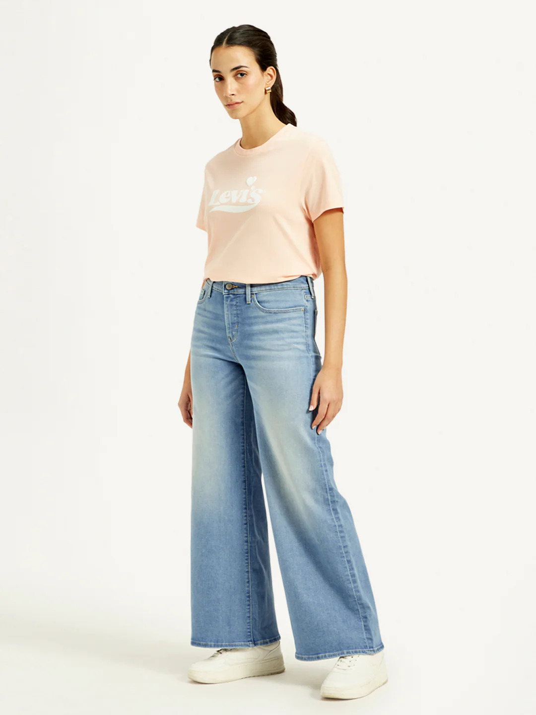 Women's 318 Blue Shaping Wide Leg Fit Mid Rise Jeans - Image 5