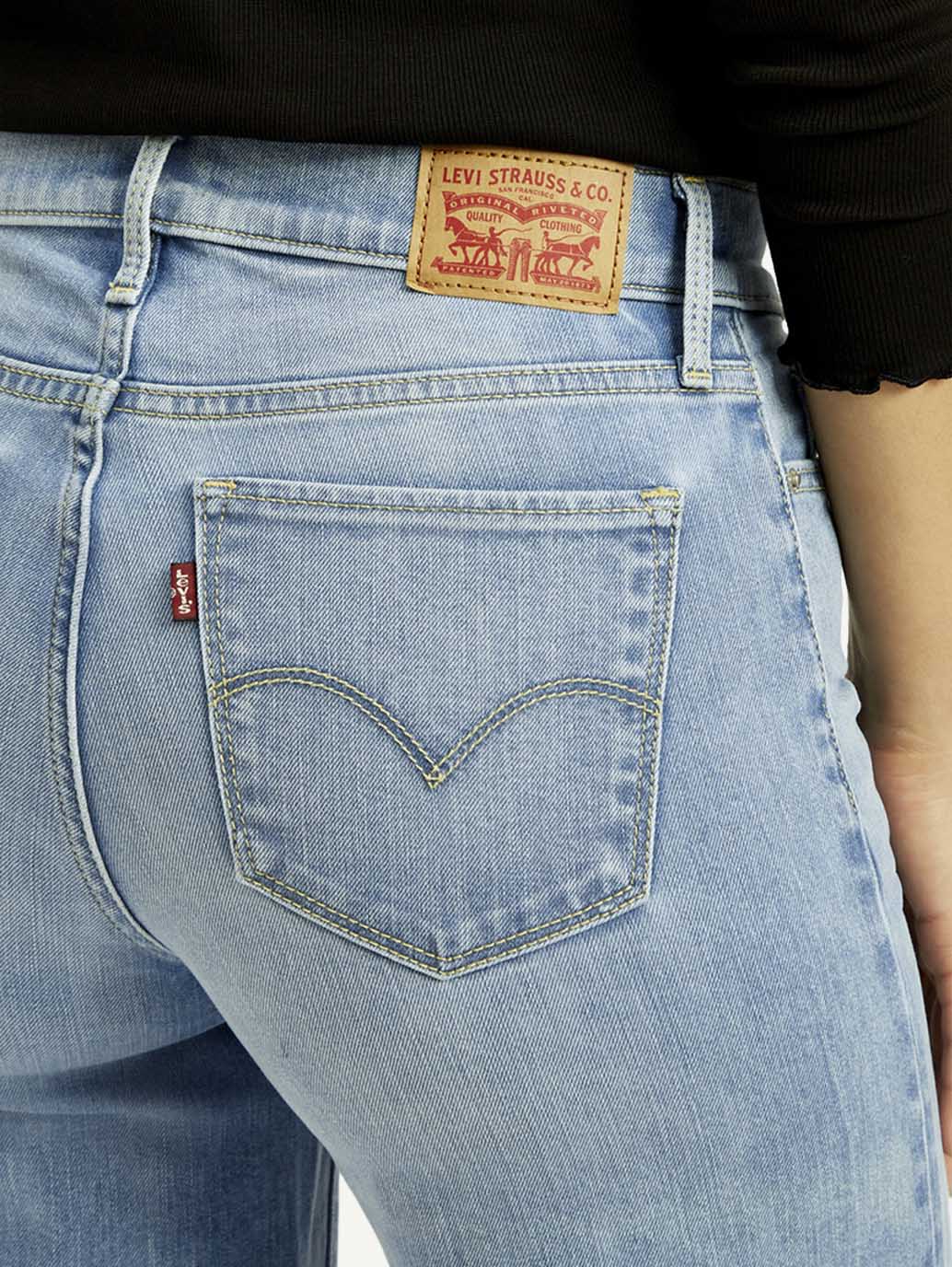Women's 318 Light Blue Shaping Wide Leg Fit Mid Rise Jeans - Image 5