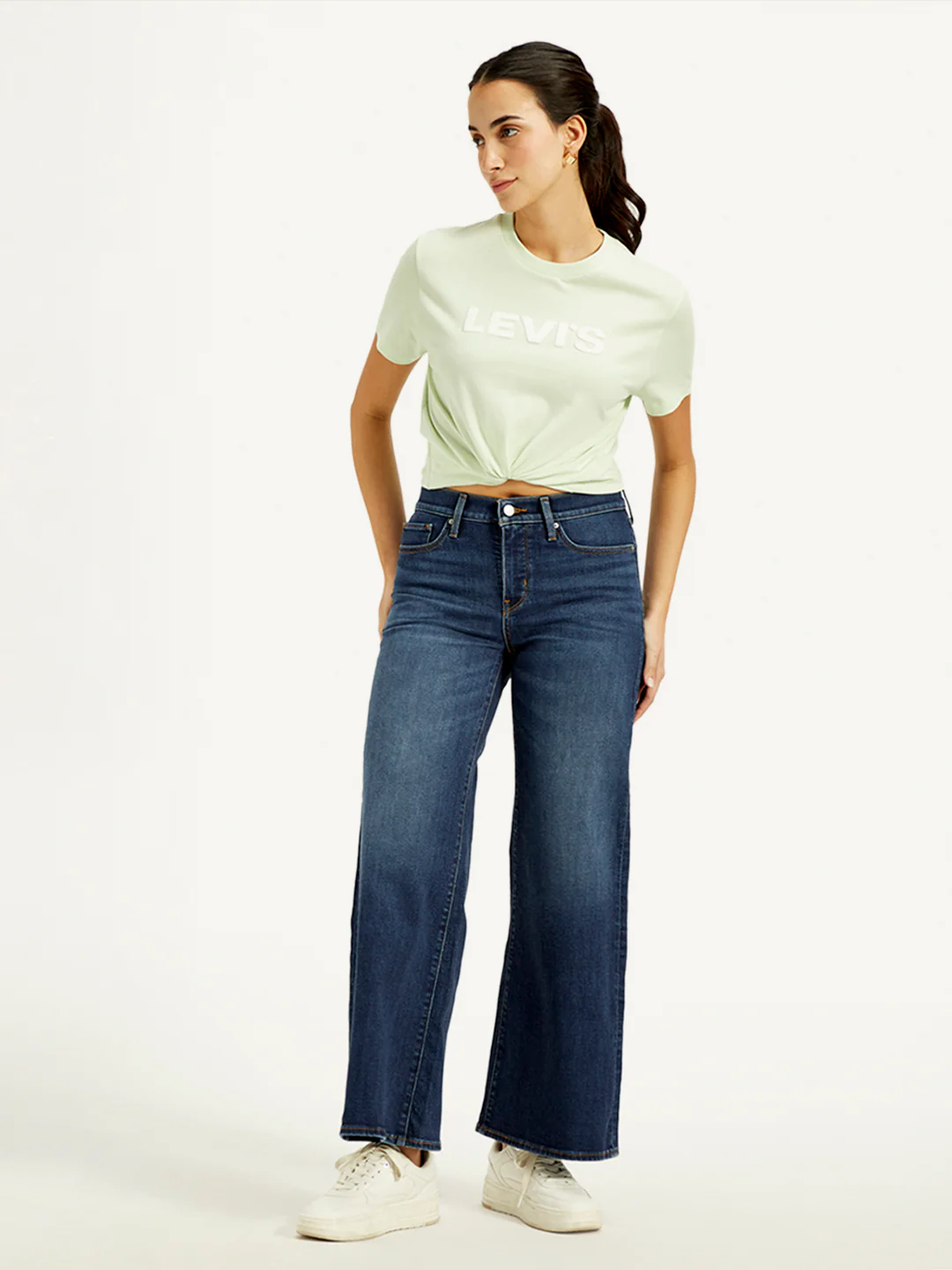 Women's 318 Navy Blue Flared Fit Mid Rise Jeans