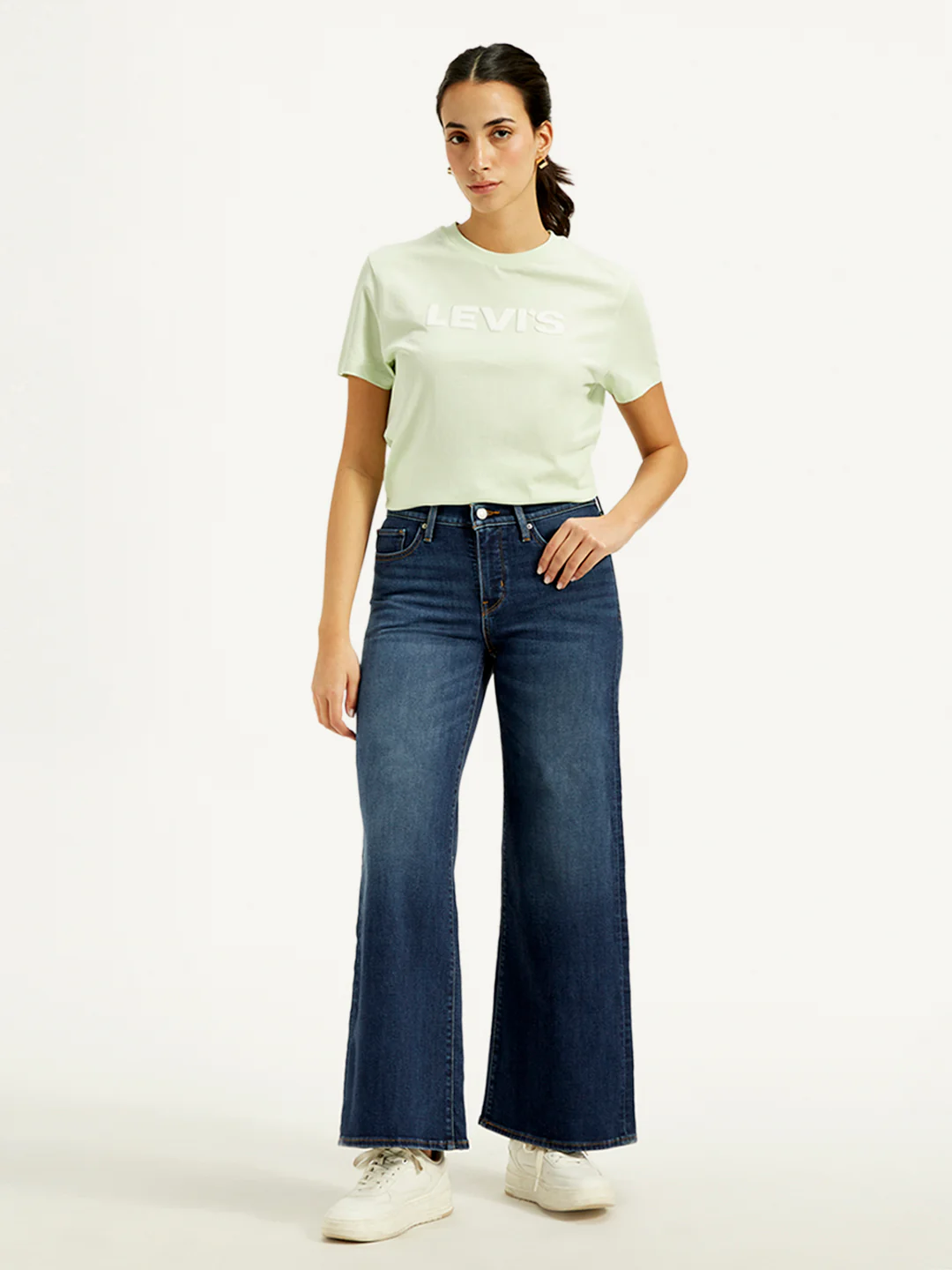 Women's 318 Navy Blue Flared Fit Mid Rise Jeans - Image 2