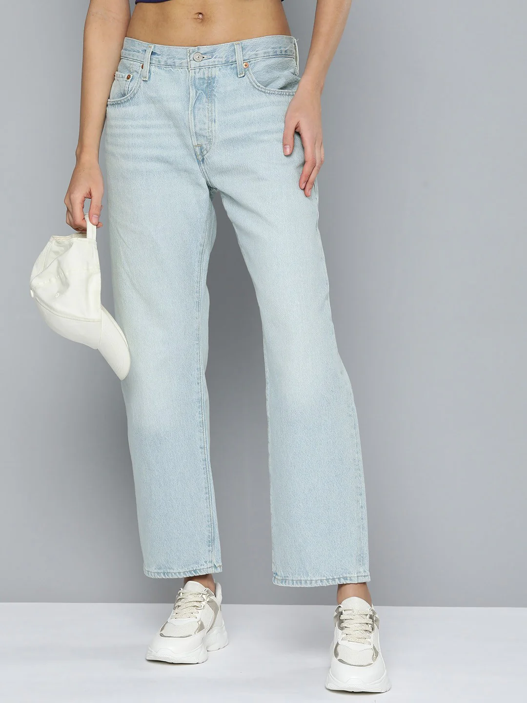 Women's 501'90 Blue Straight Fit Mid Rise Jeans - Image 2