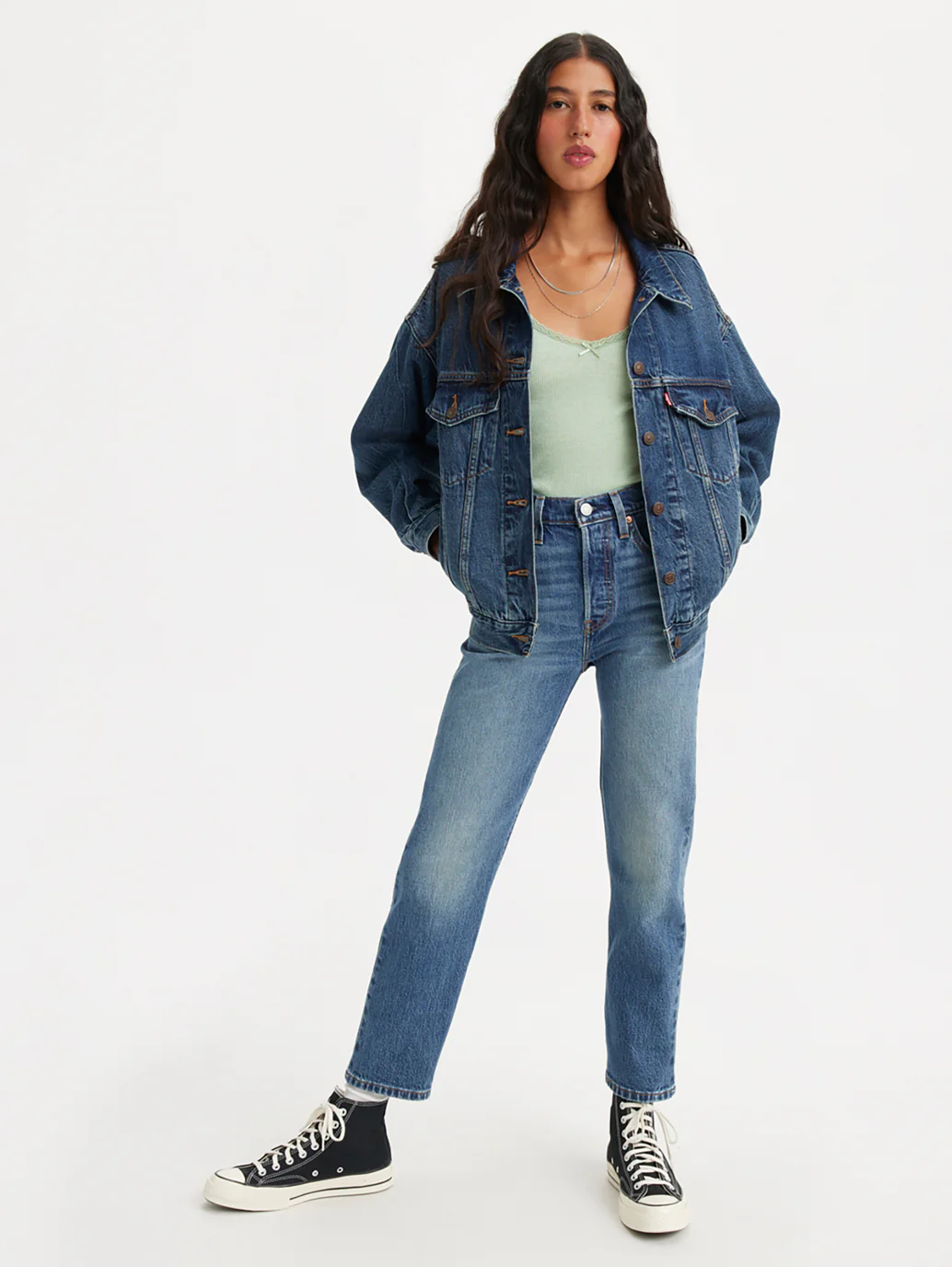 Women's 501 Blue Straight Fit Mid Rise Jeans - Image 12