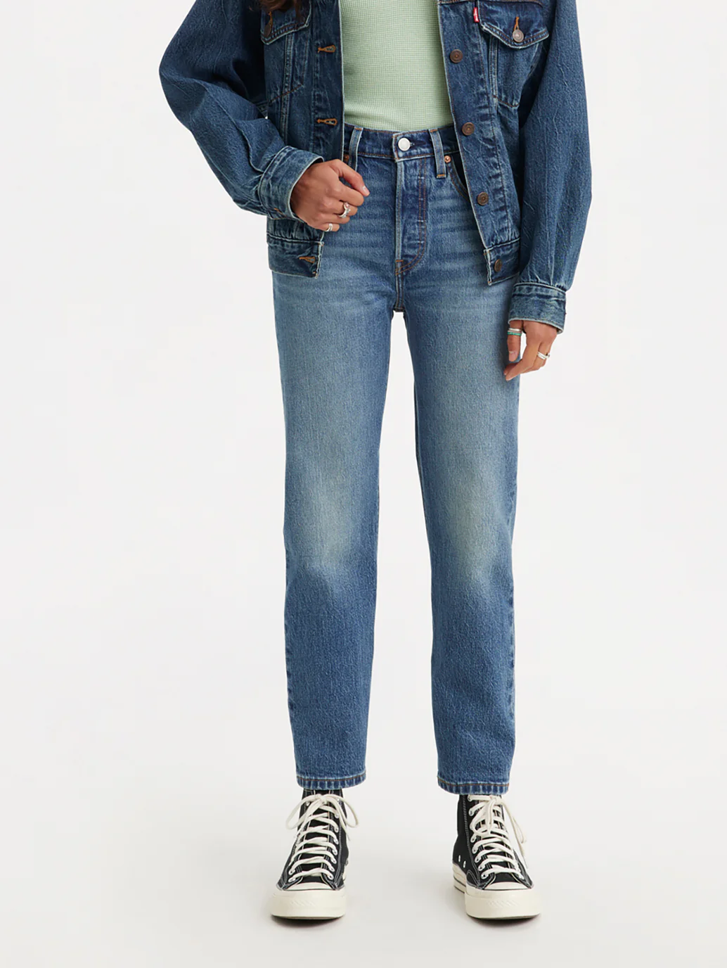 Women's 501 Blue Straight Fit Mid Rise Jeans - Image 2