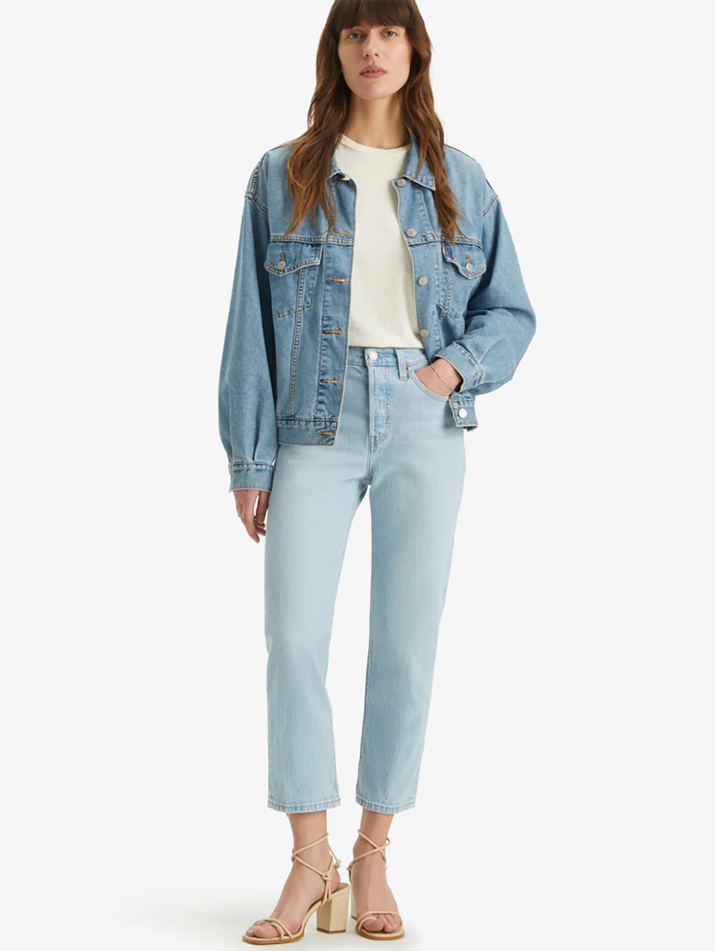 Women's 501 Blue Straight Fit Mid Rise Jeans