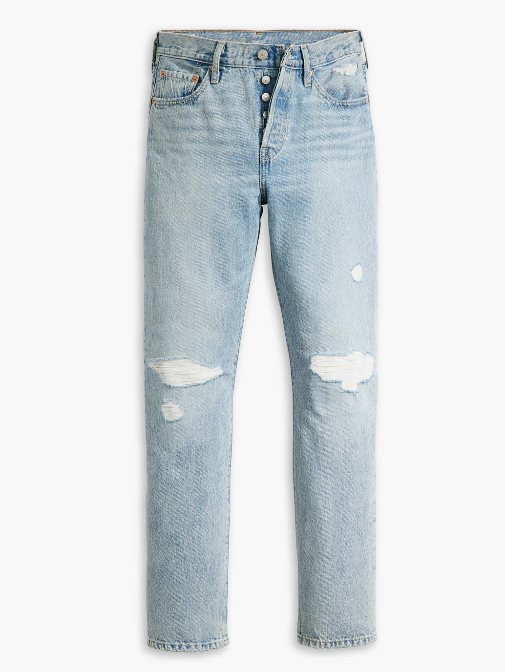 Women's 501 Blue Straight Fit Mid Rise Jeans
