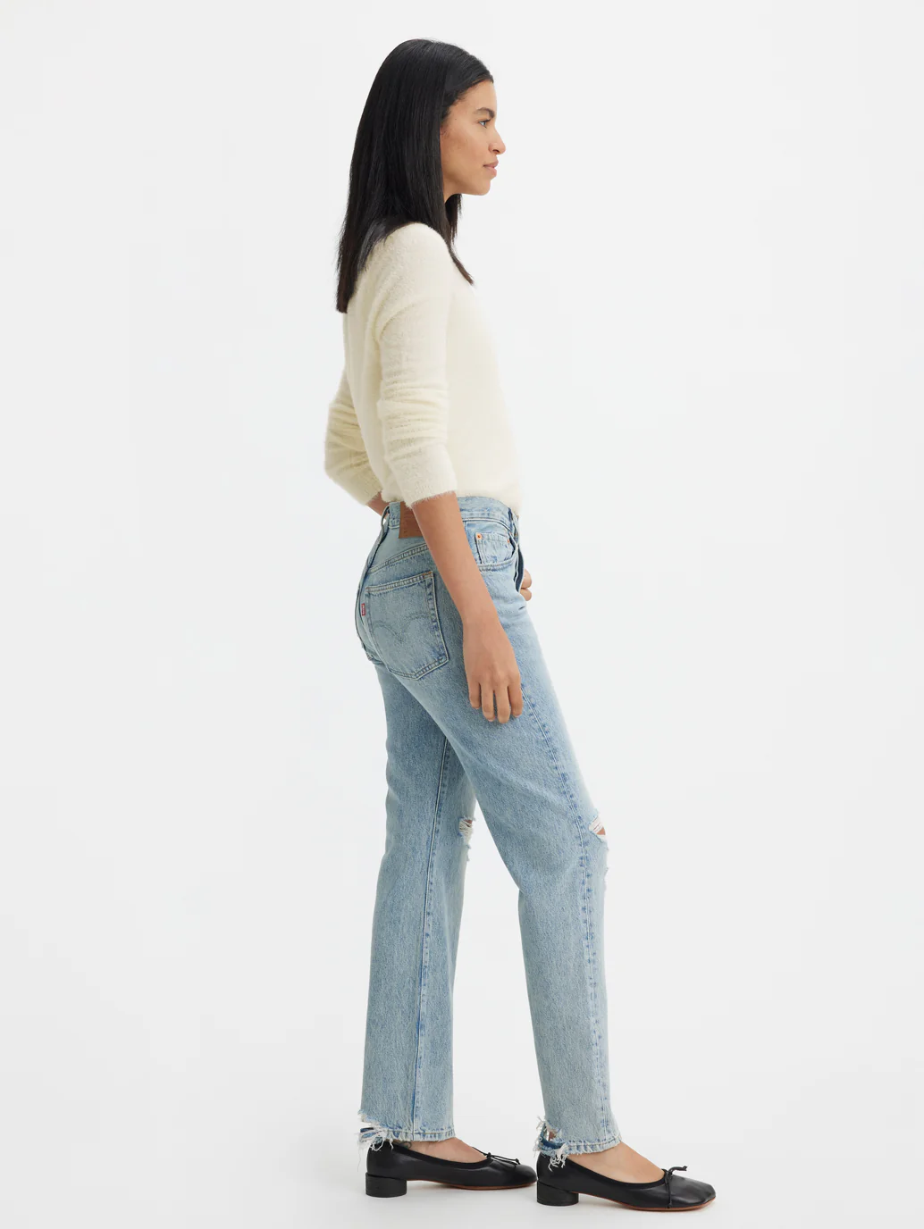Women's 501 Blue Straight Fit Mid Rise Jeans - Image 7