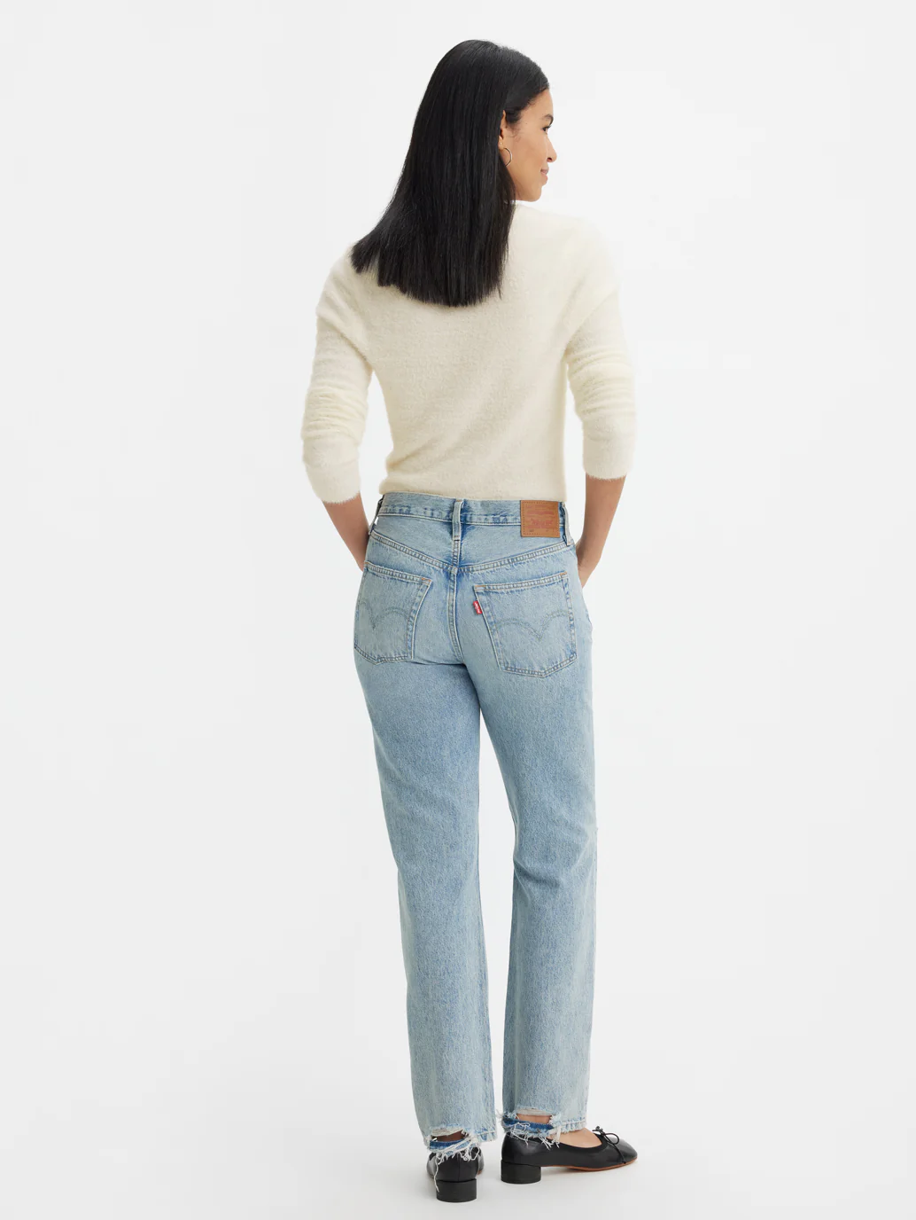 Women's 501 Blue Straight Fit Mid Rise Jeans - Image 8