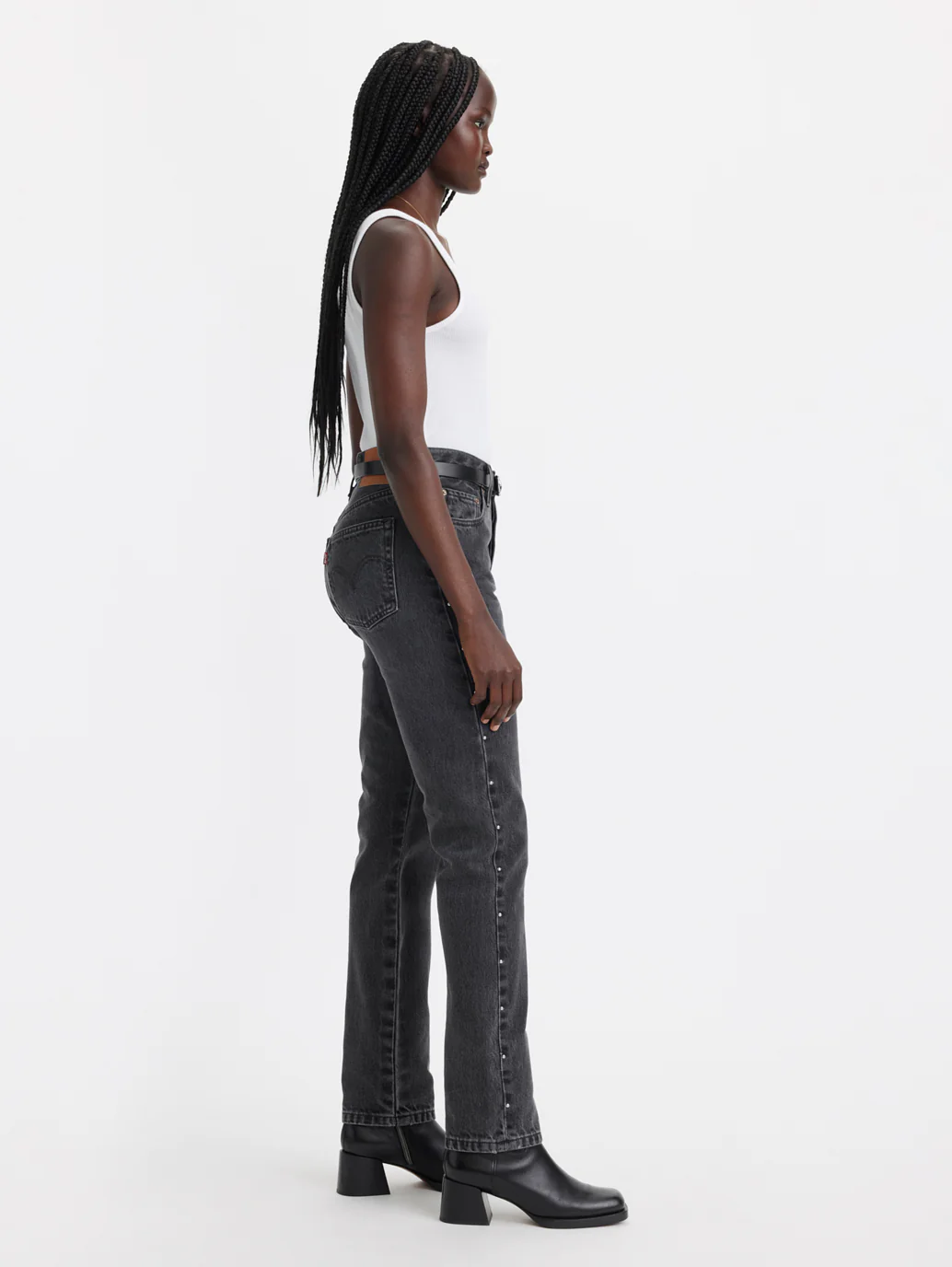Women's 501 Black Straight Fit Mid Rise Jeans - Image 8