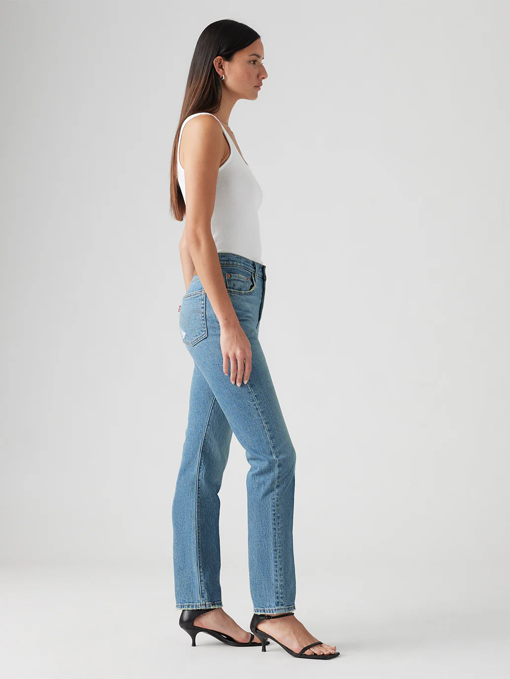 Women's 501 Blue Straight Fit Mid Rise Jeans - Image 5