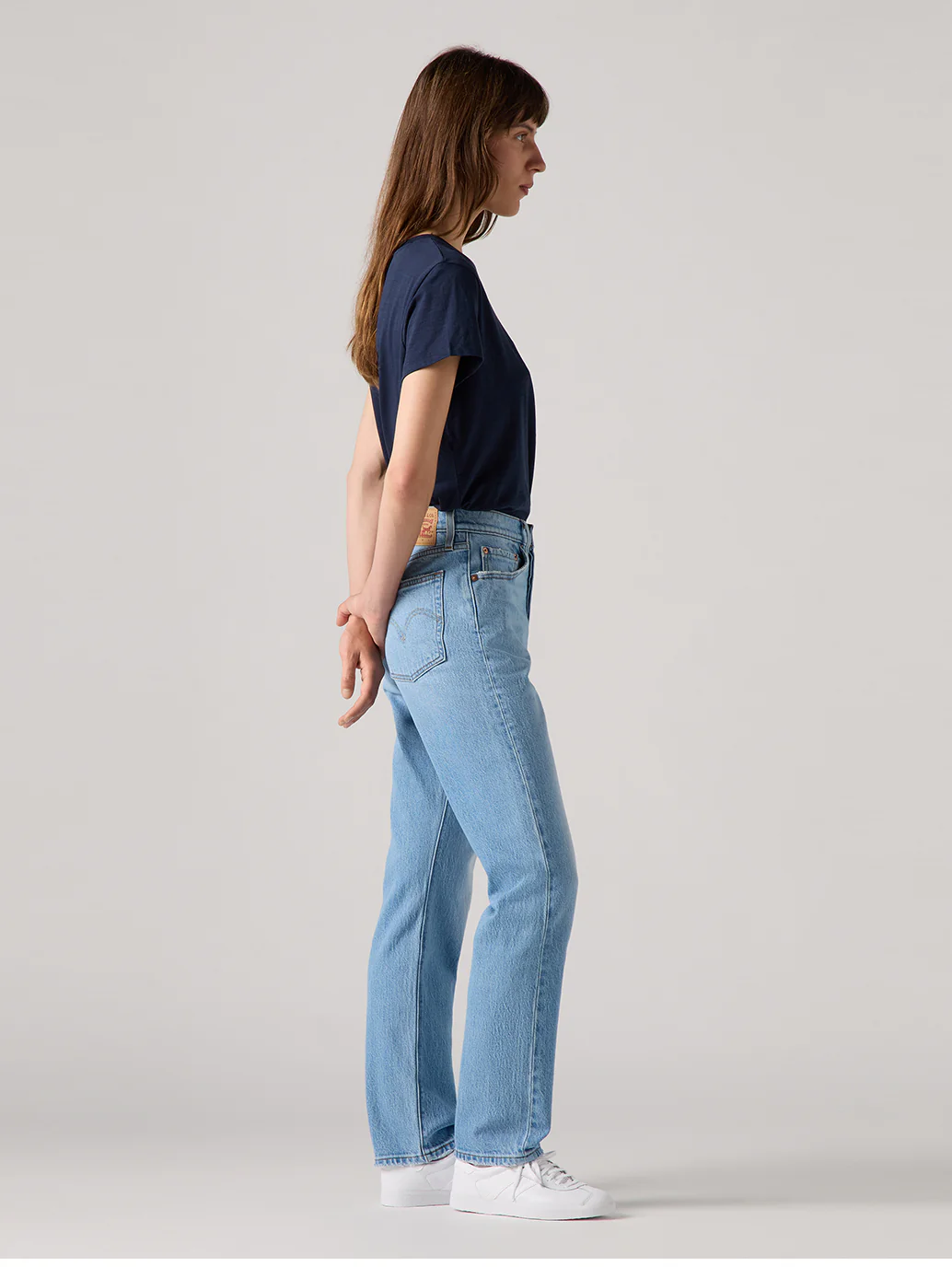 Women's 501 Blue Straight Fit High Rise Jeans - Image 3