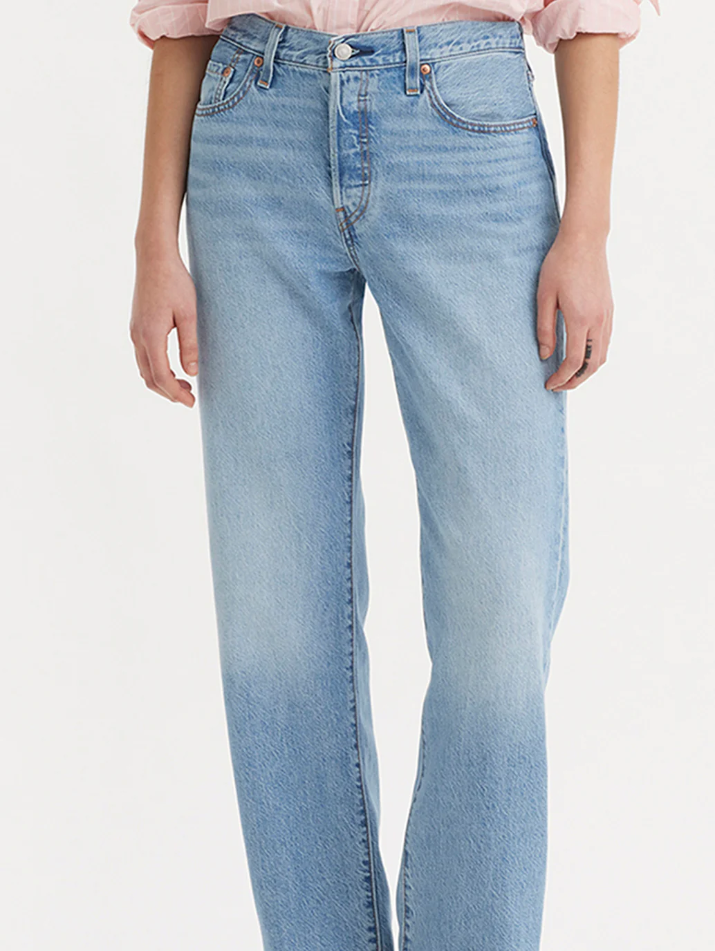Women's 501 Light Blue Straight Fit Mid Rise Jeans - Image 5