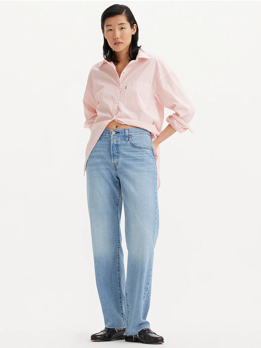 Women's 501 Light Blue Straight Fit Mid Rise Jeans - Image 7